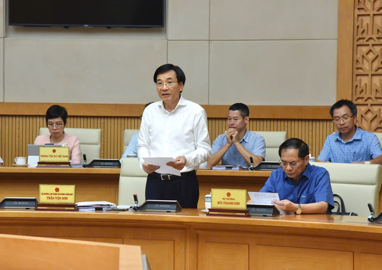 Bộ trưởng, Chủ nhiệm Văn phòng Chính phủ phát biểu tại phiên họp.