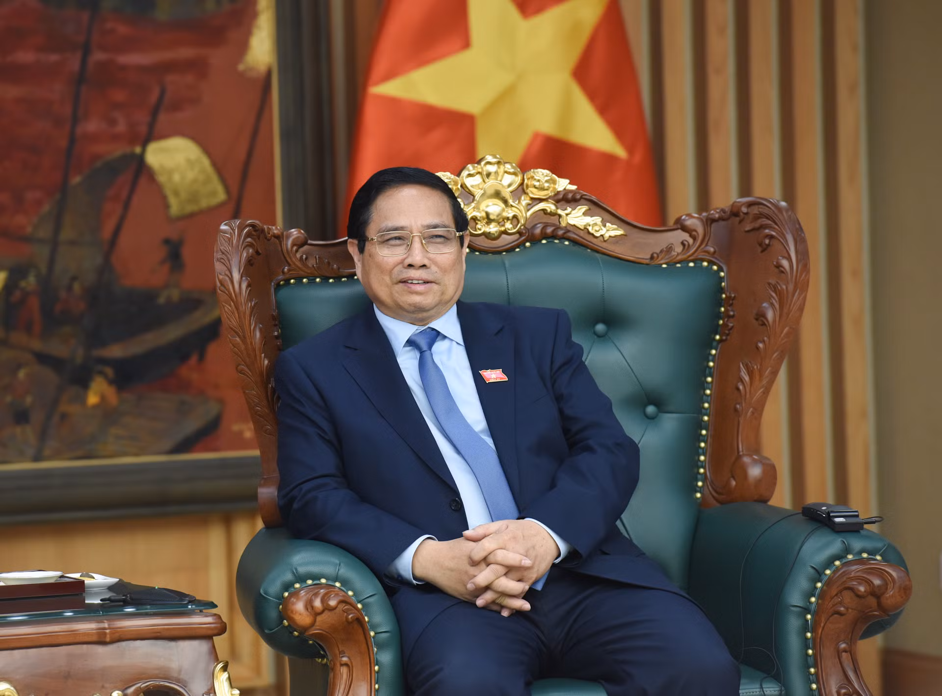 Thủ tướng Phạm Minh Chính phát biểu tại buổi tiếp.