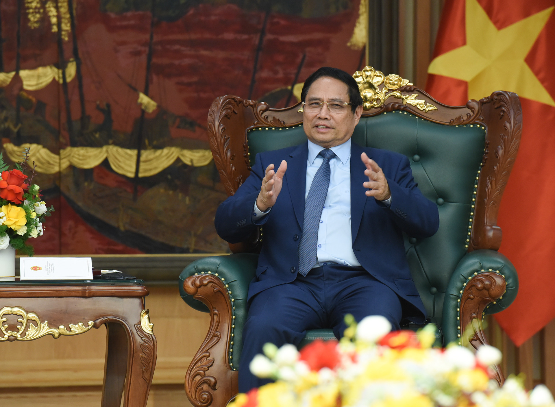 Thủ tướng Phạm Minh Chính phát biểu tại buổi tiếp.