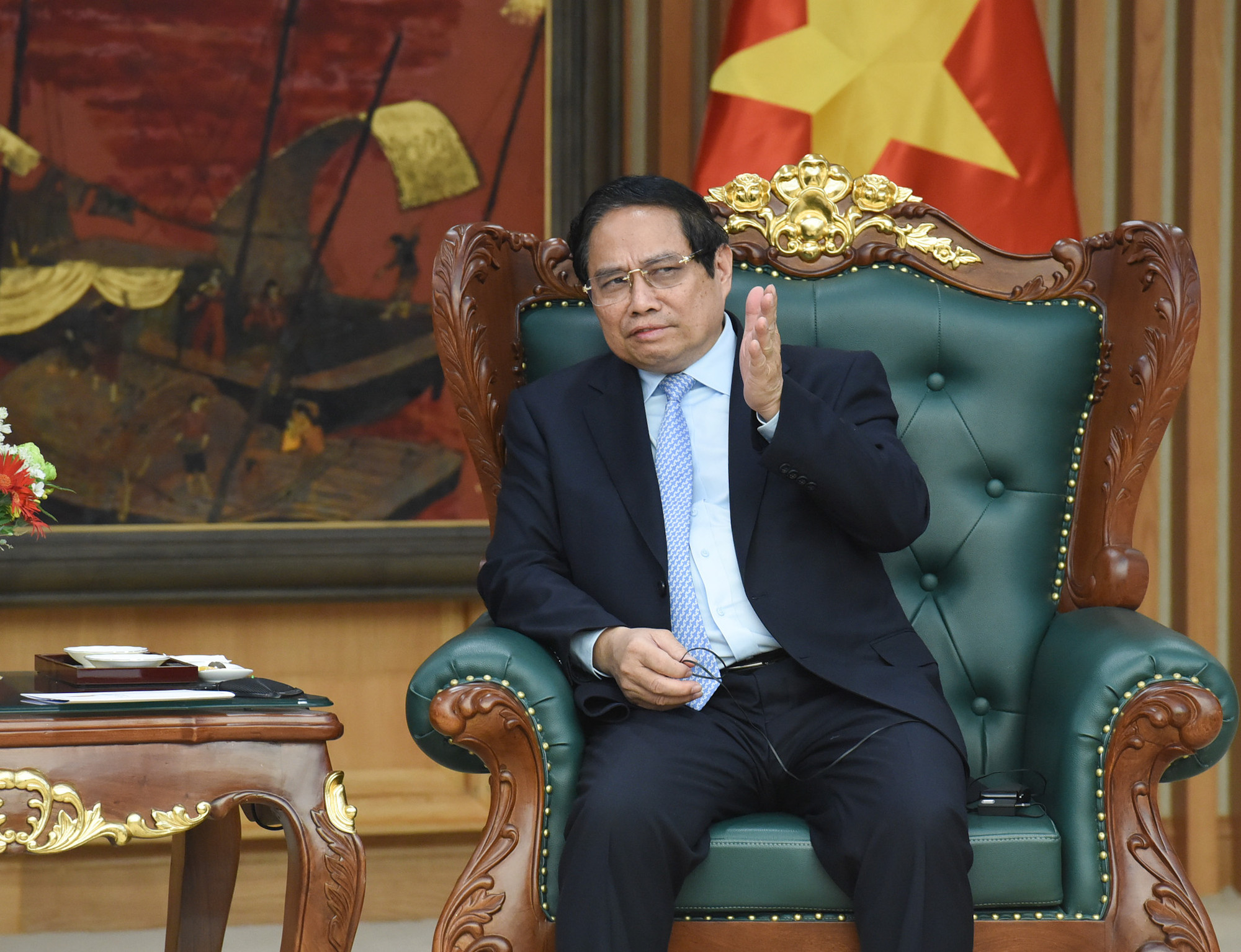 Thủ tướng Phạm Minh Chính phát biểu tại buổi tiếp.