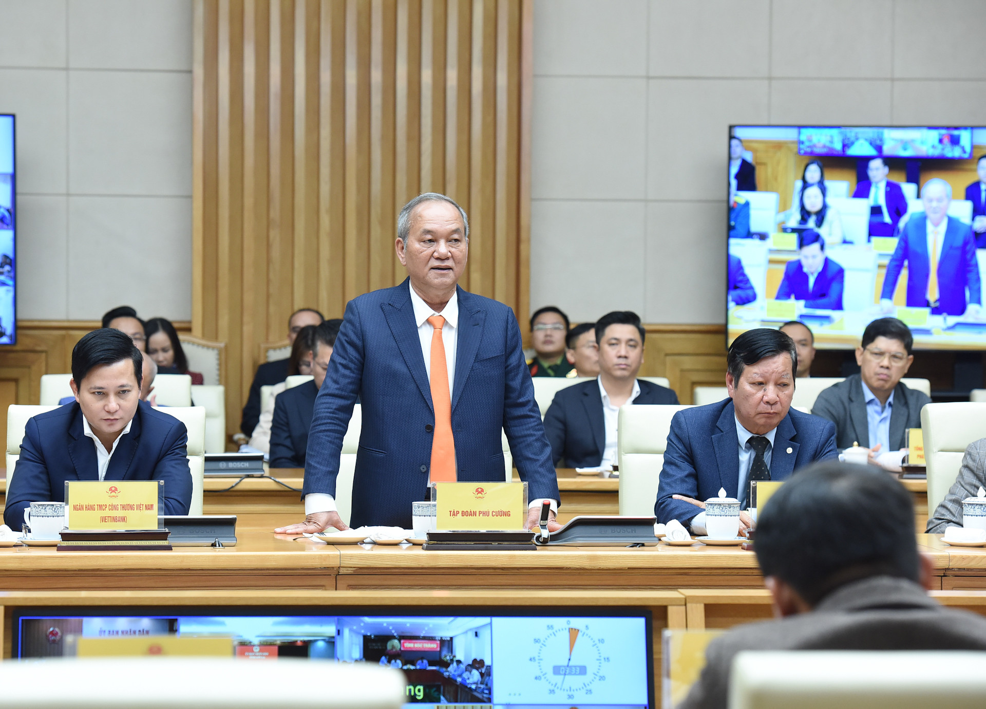 Đại diện lãnh đạo Tập đoàn Phú Cường phát biểu.