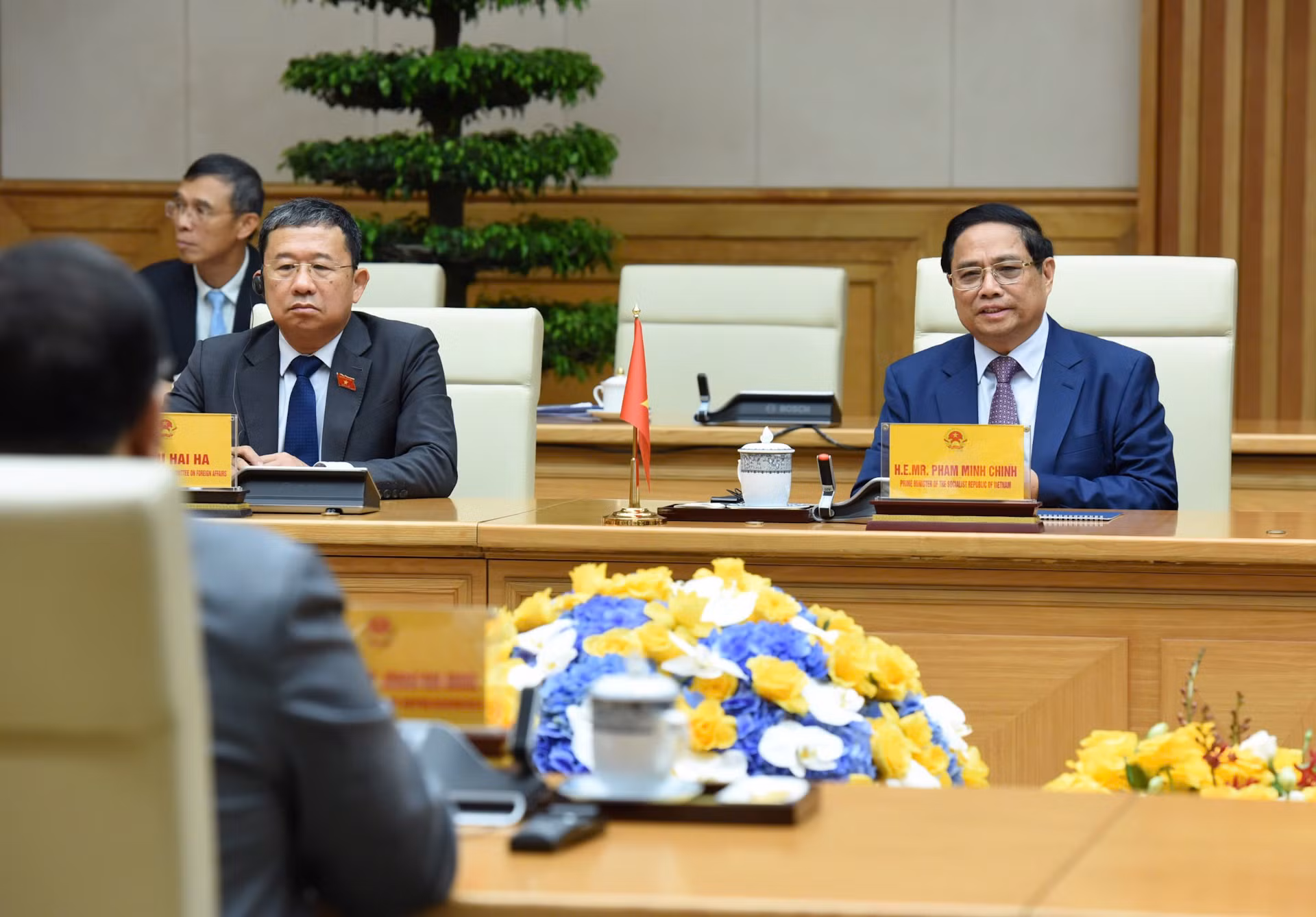 Thủ tướng Phạm Minh Chính phát biểu tại hội kiến với Chủ tịch Hạ viện Malaysia Tan Sri Dato’ Johari Bin Abdul.