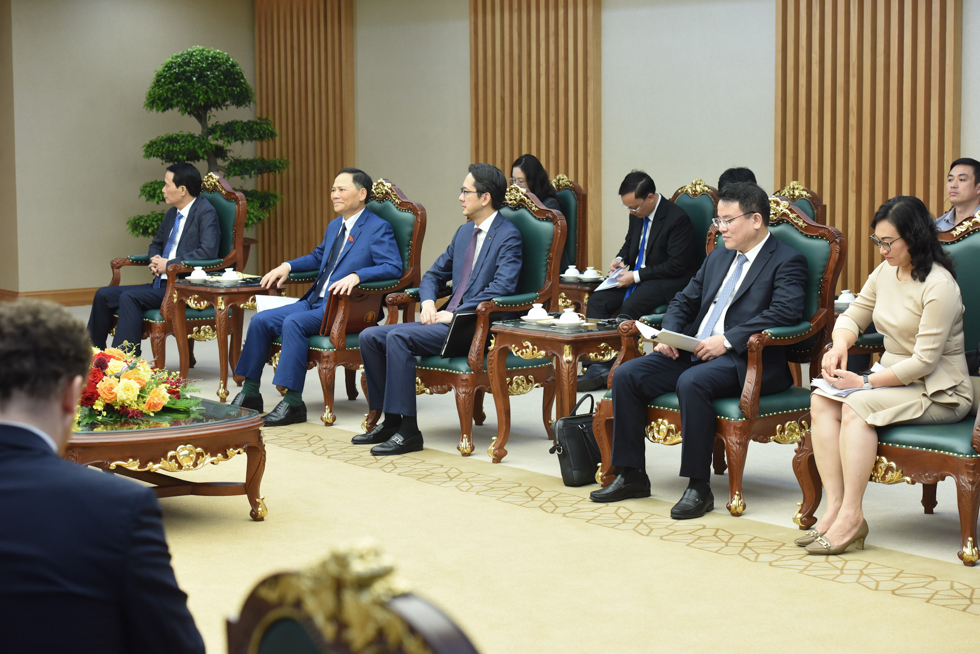 Đại diện lãnh đạo các ban, bộ, ngành của Chính phủ Việt Nam tham dự buổi tiếp.