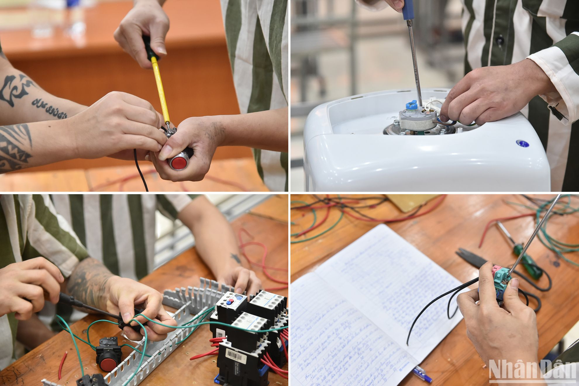 Đây là lớp học nghề đầu tiên được tổ chức tại Trại tạm giam số 1 Công an thành phố Hà Nội. Sau khi kết thúc khóa học 300 giờ, các phạm nhân sẽ được cấp chứng chỉ nghề sơ cấp (Ảnh: Thủy Nguyên).