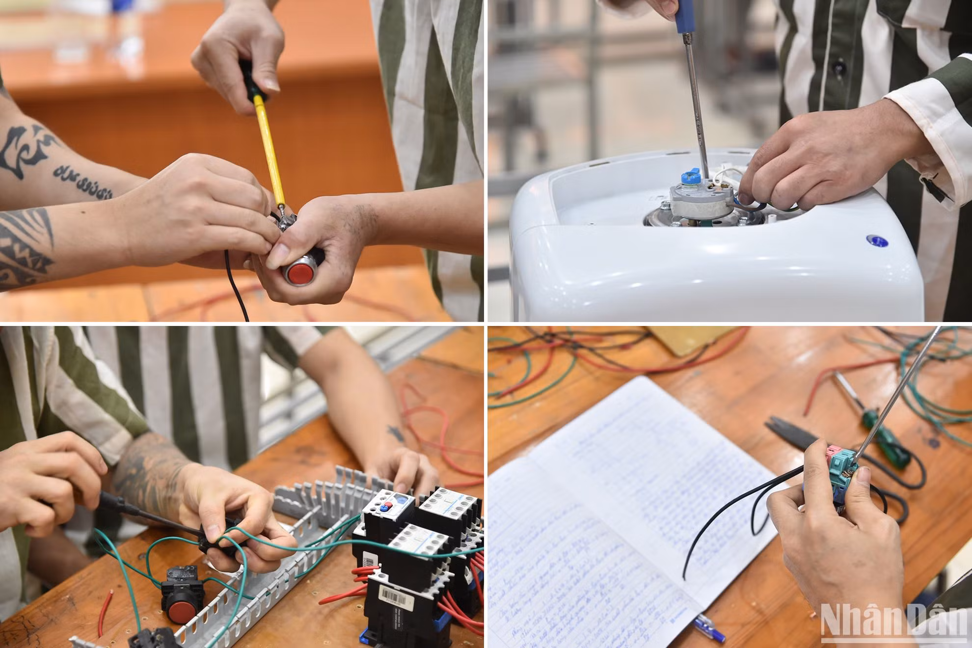 Đây là lớp học nghề đầu tiên được tổ chức tại Trại tạm giam số 1 Công an thành phố Hà Nội. Sau khi kết thúc khóa học 300 giờ, các phạm nhân sẽ được cấp chứng chỉ nghề sơ cấp (Ảnh: Thủy Nguyên).