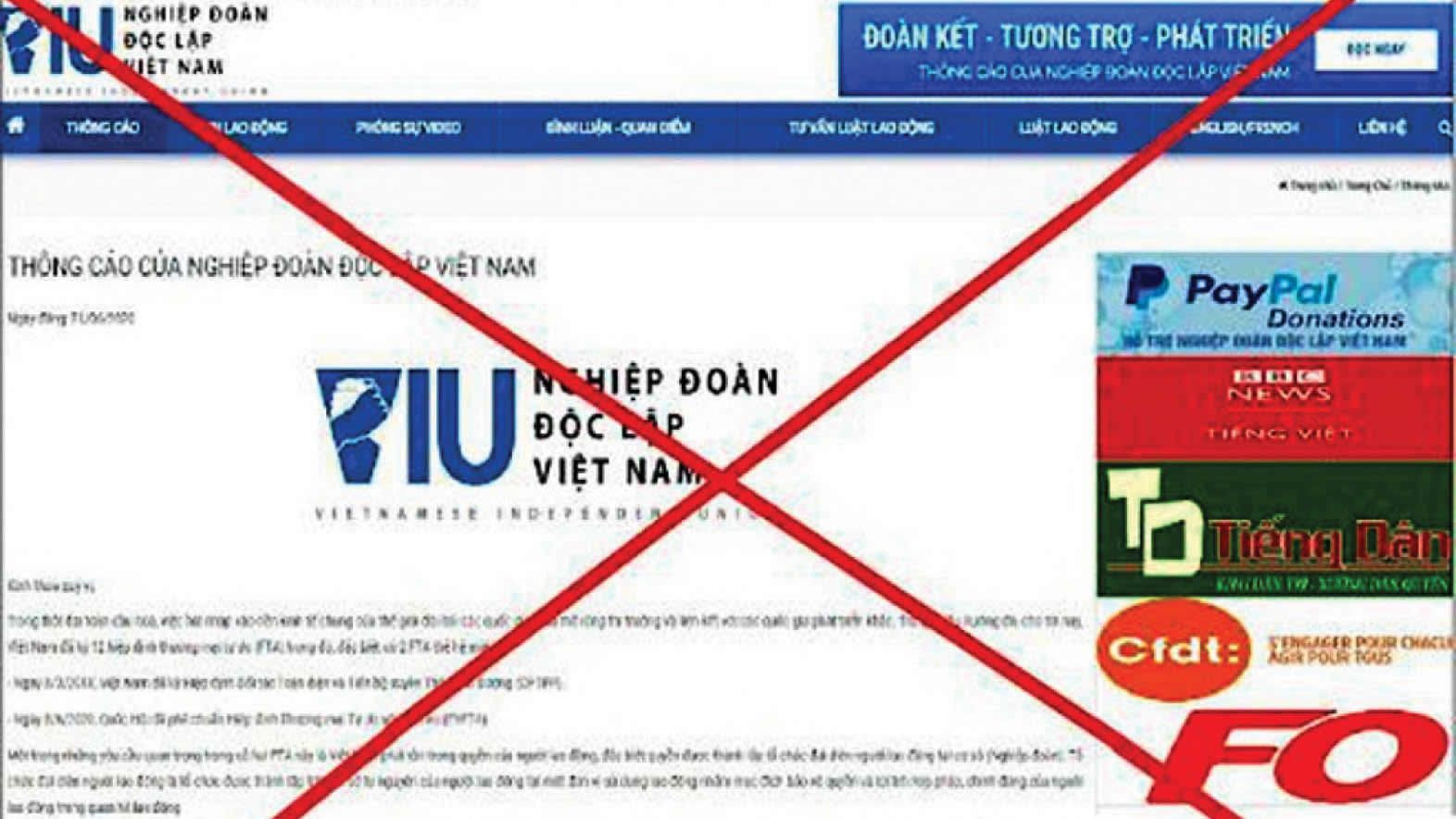 Hình ảnh website của một tổ chức nhân chống phá dưới danh nghĩa bảo vệ người lao động. (Nguồn: Internet) Hình ảnh website của một tổ chức nhân chống phá dưới danh nghĩa bảo vệ người lao động. (Nguồn: Internet)