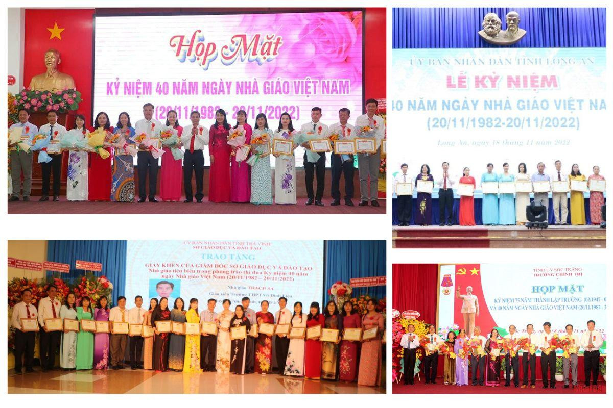 Các địa phương trên cả nước tổ chức nhiều hoạt động kỷ niệm Ngày Nhà giáo Việt Nam. Các địa phương trên cả nước tổ chức nhiều hoạt động kỷ niệm Ngày Nhà giáo Việt Nam.