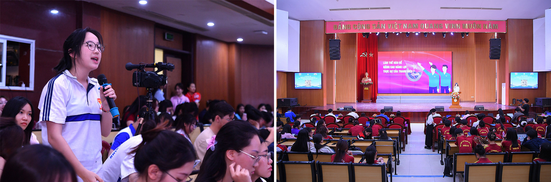 Toàn cảnh Hội thảo khoa học sinh viên &quot;Hướng dẫn công bố bài báo quốc tế - Phát triển năng lực cho sinh viên Việt Nam: Chiến lược và Hành động&quot;.