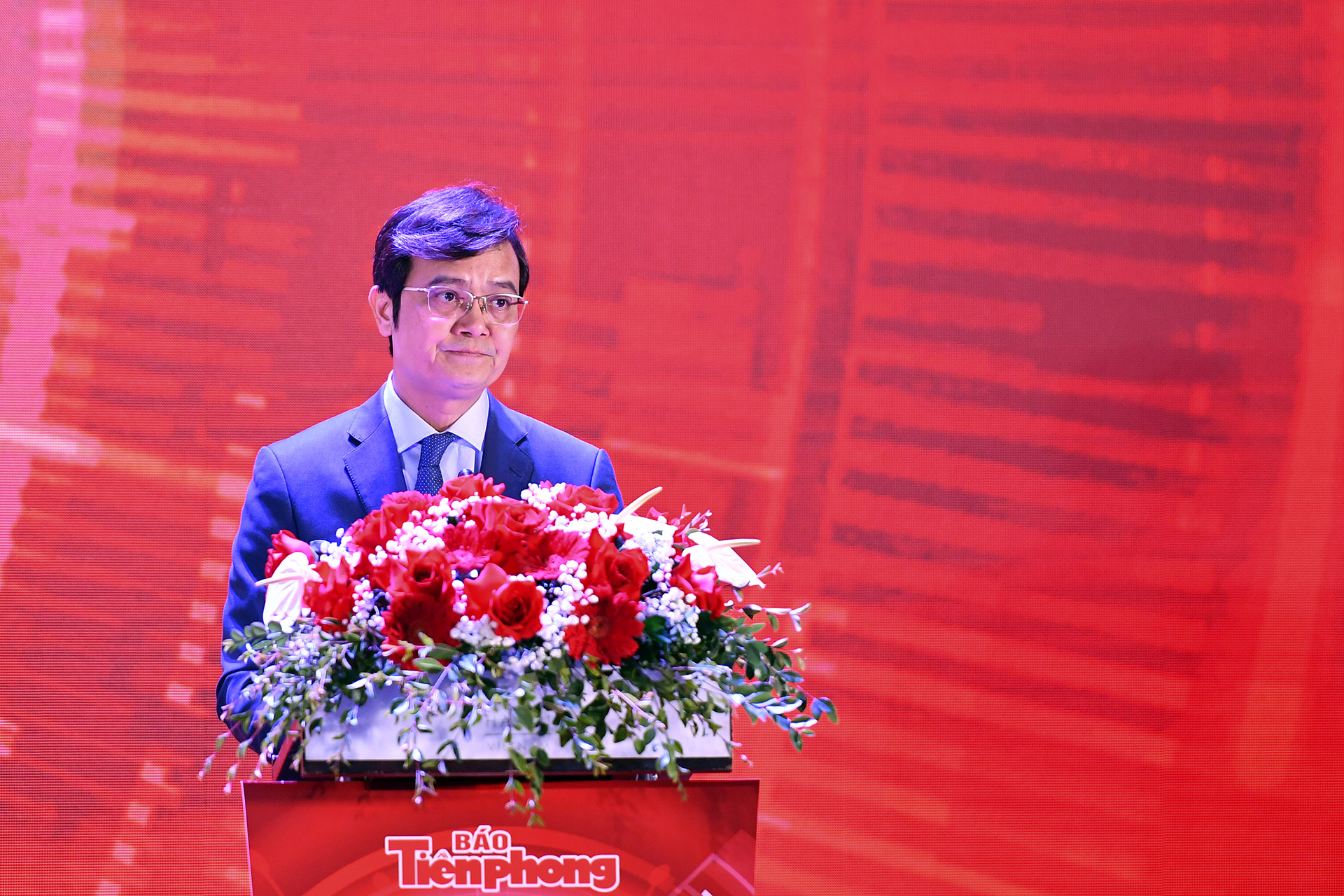 Bí thư thứ nhất Trung ương Đoàn Bùi Quang Huy phát biểu ý kiến tại buổi lễ.