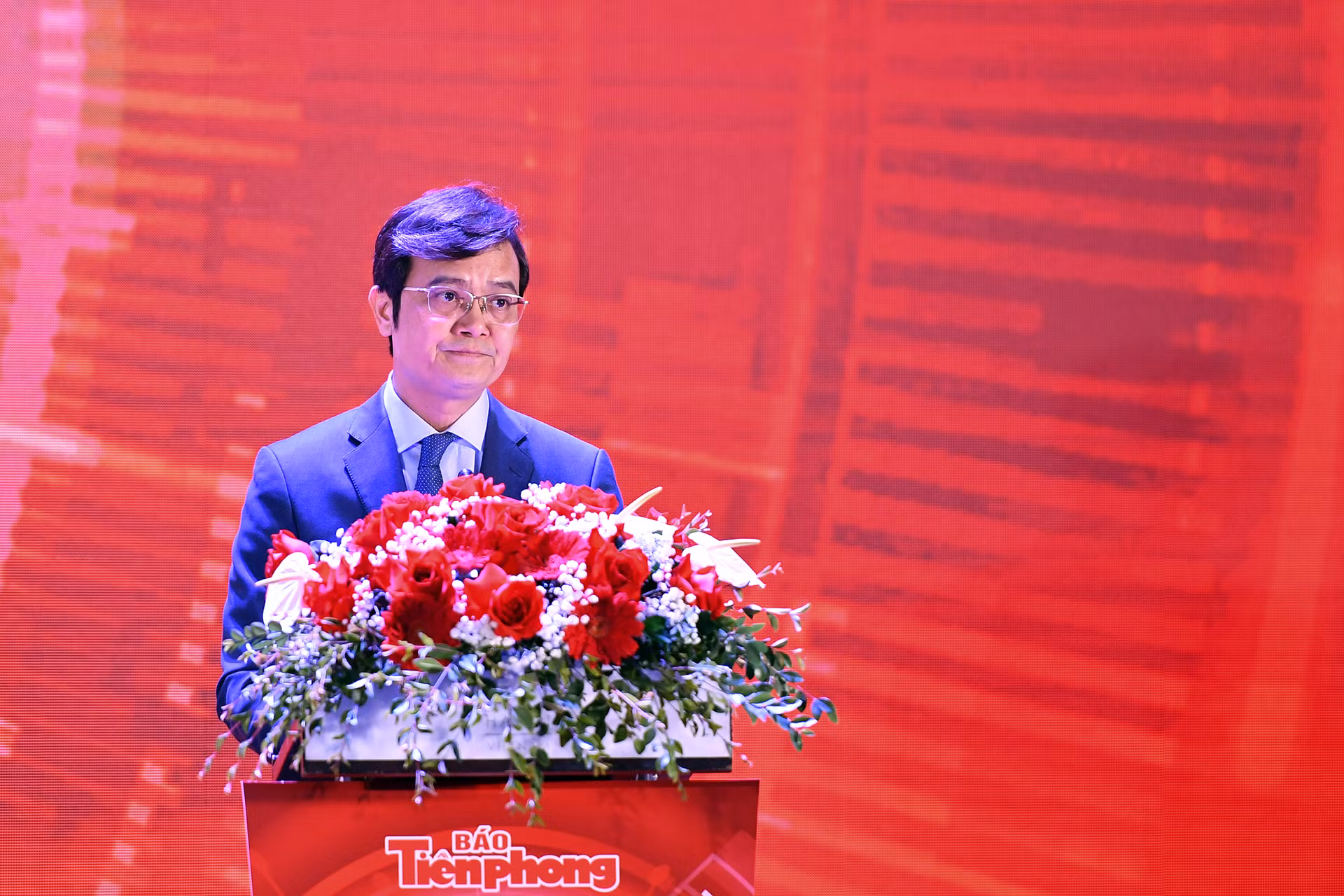 Bí thư thứ nhất Trung ương Đoàn Bùi Quang Huy phát biểu ý kiến tại buổi lễ.