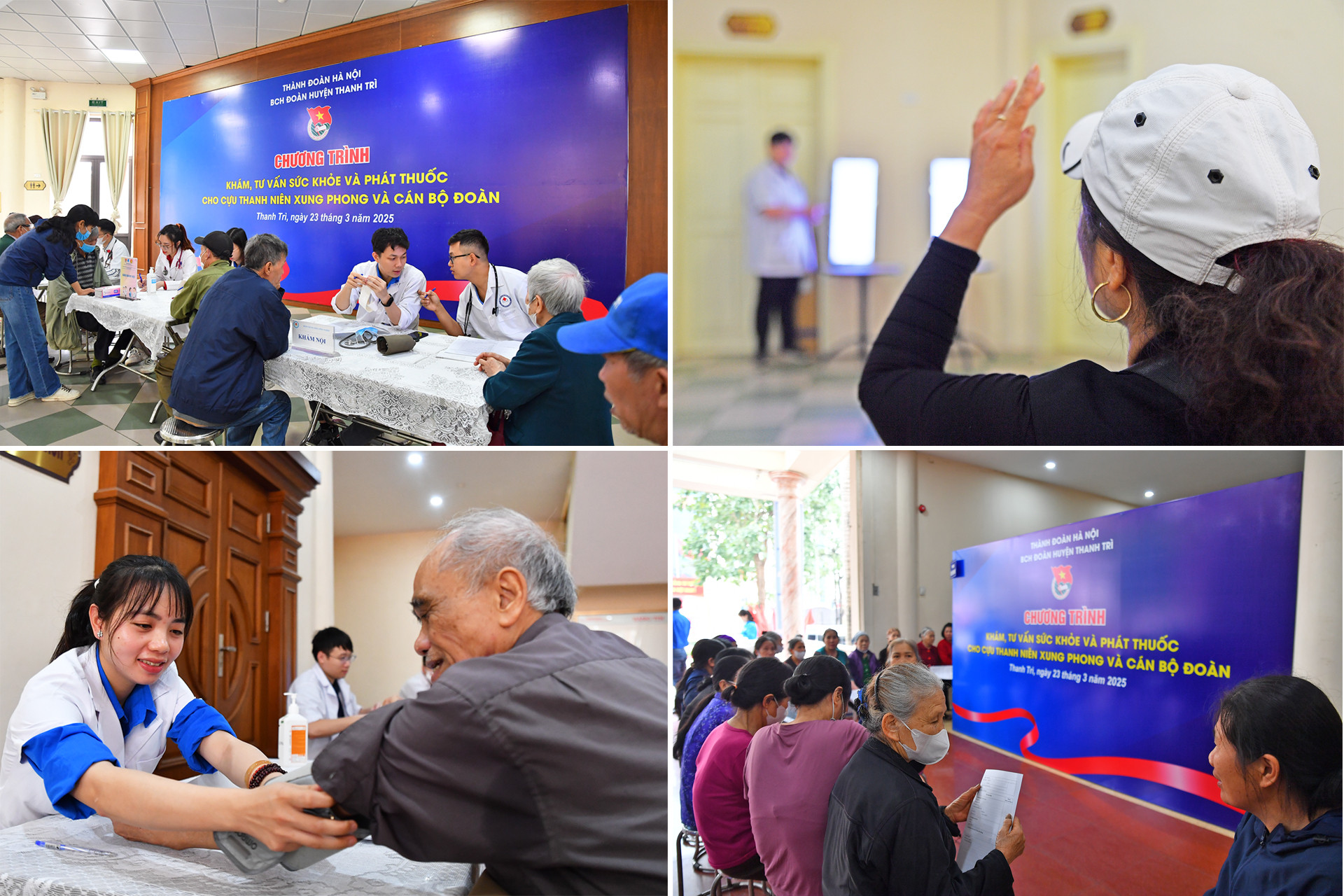 Từ sáng sớm, đông đảo người dân Thủ đô đã có mặt tại Nhà thi đấu huyện Thanh Trì (thị trấn Văn Điển) để được thăm khám, tư vấn sức khỏe miễn phí.