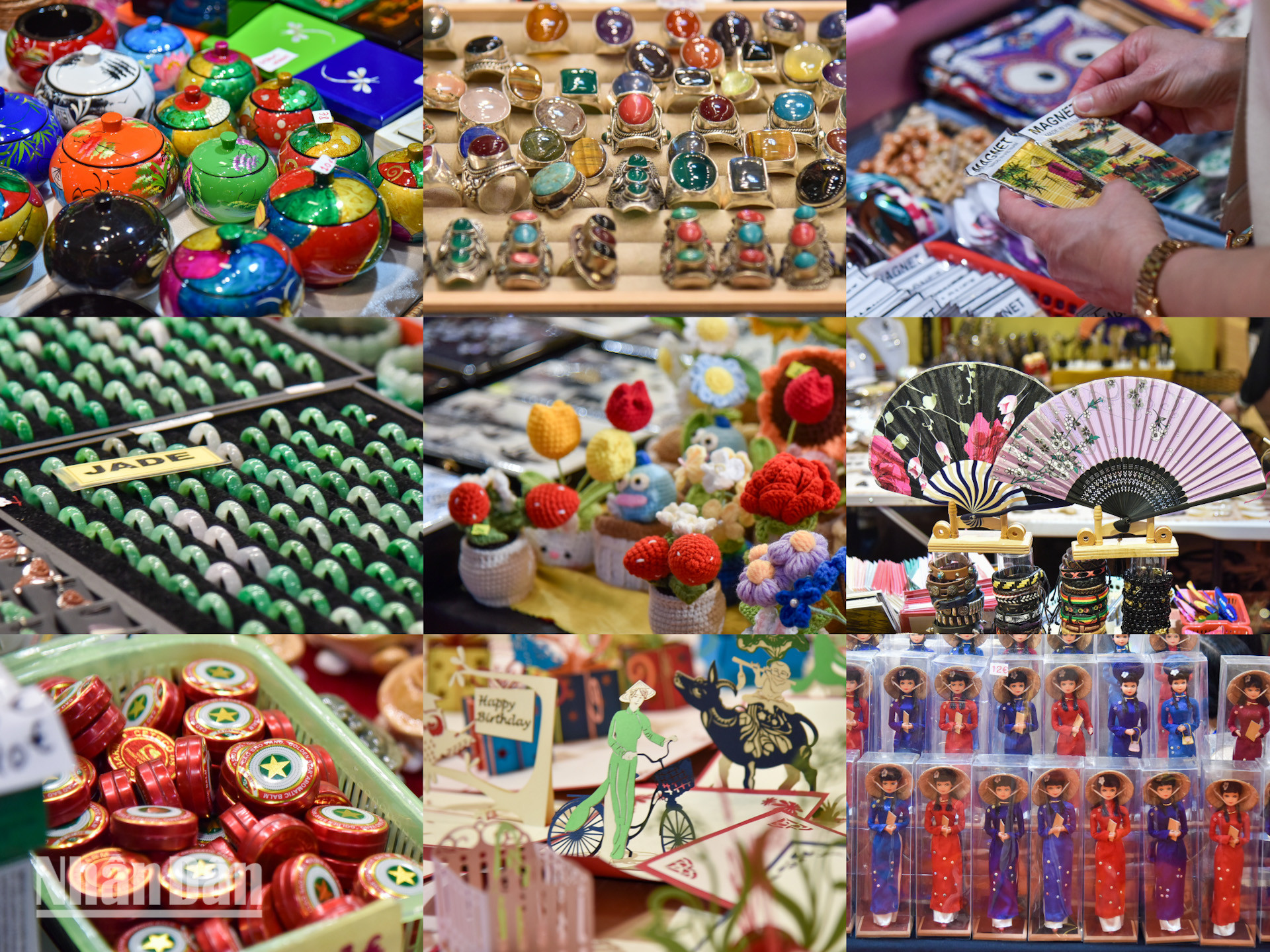 Không gian Việt Nam là điểm đến hấp dẫn với các hoạt động giới thiệu những nét văn hóa đặc sắc cùng các sản phẩm thủ công mỹ nghệ, nông sản và mặt hàng tiềm năng khác.