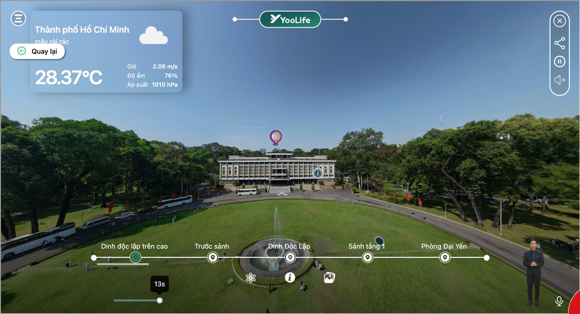Để tái hiện trọn vẹn không gian Dinh Độc Lập rộng tới 4.500m², đội ngũ phóng viên, kỹ thuật viên của Báo Nhân Dân và YooLife đã thực hiện hơn 5.000 bức ảnh VR360, tái hiện gần 100 căn phòng. Để tái hiện trọn vẹn không gian Dinh Độc Lập rộng tới 4.500m², đội ngũ phóng viên, kỹ thuật viên của Báo Nhân Dân và YooLife đã thực hiện hơn 5.000 bức ảnh VR360, tái hiện gần 100 căn phòng.