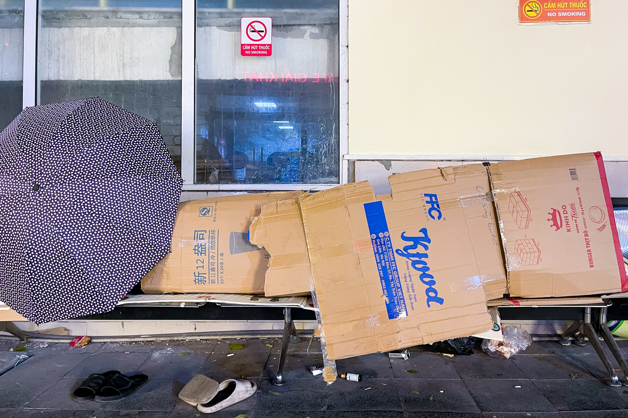 Họ thậm chí còn lấy cả bìa cứng, ô để che gió trong đêm đại hàn.