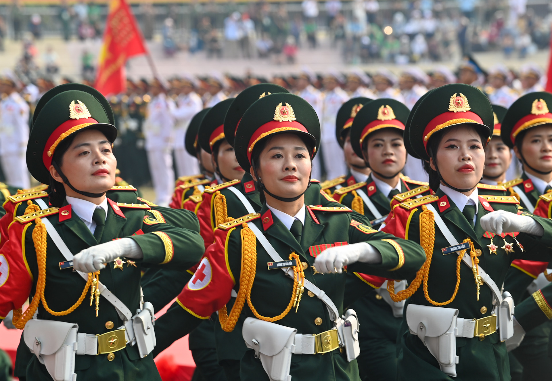 Nét mặt rạng ngời của các nữ quân y trong buổi Tổng duyệt.