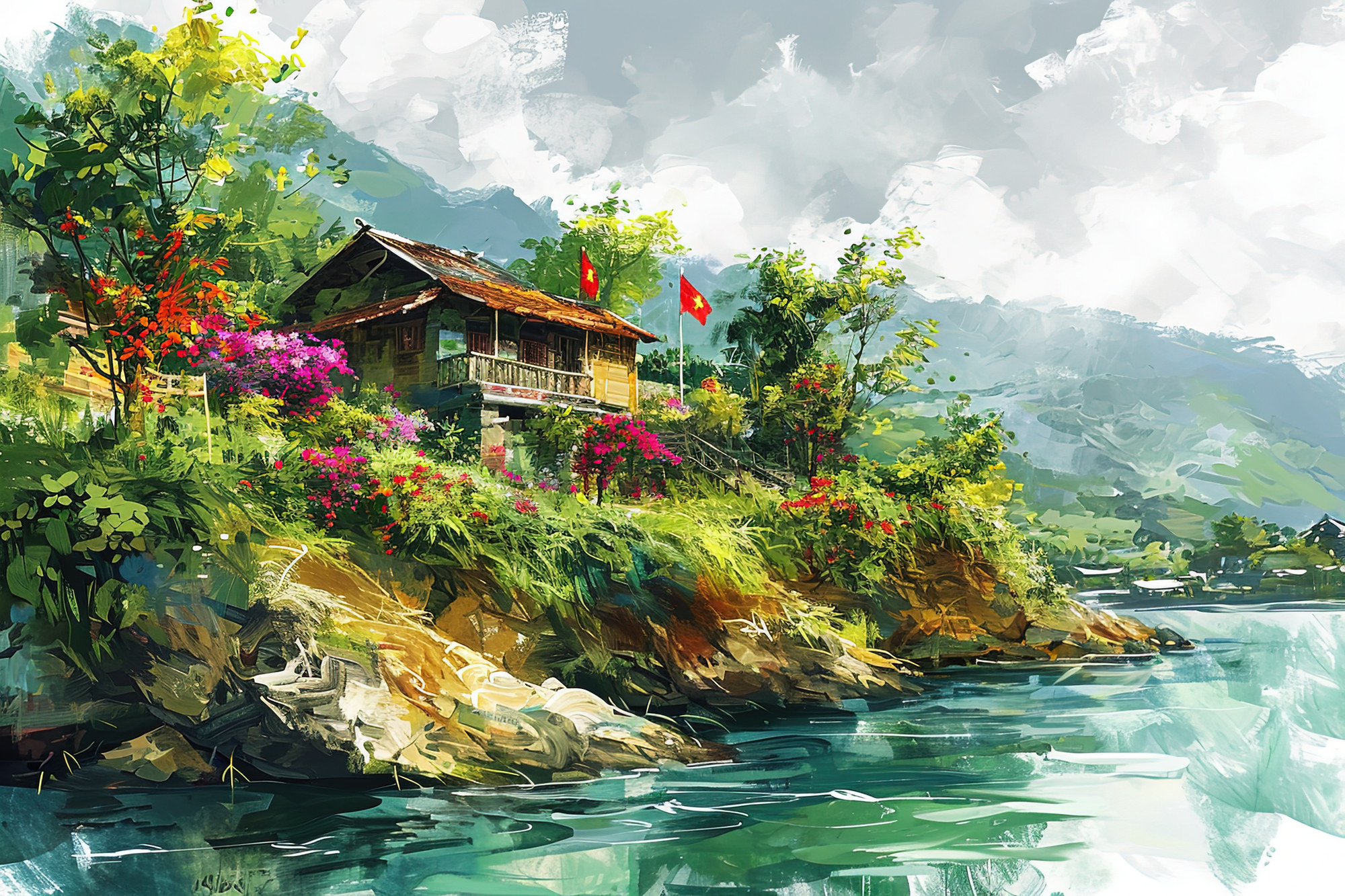 Bản làng vào xuân...