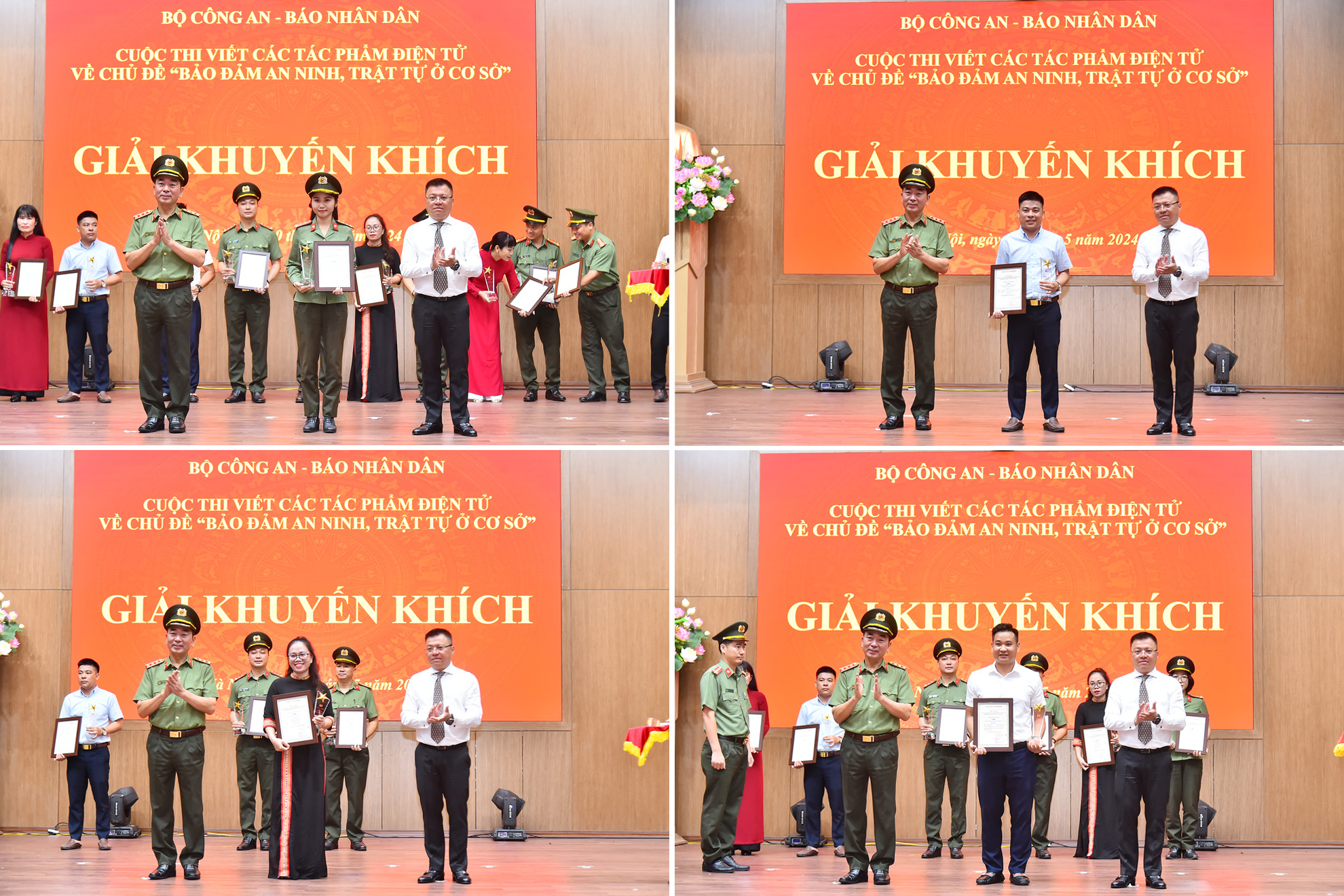 Trao giải Khuyến khích cho các tác giả, nhóm tác giả đoạt giải. (Ảnh: THỦY NGUYÊN)