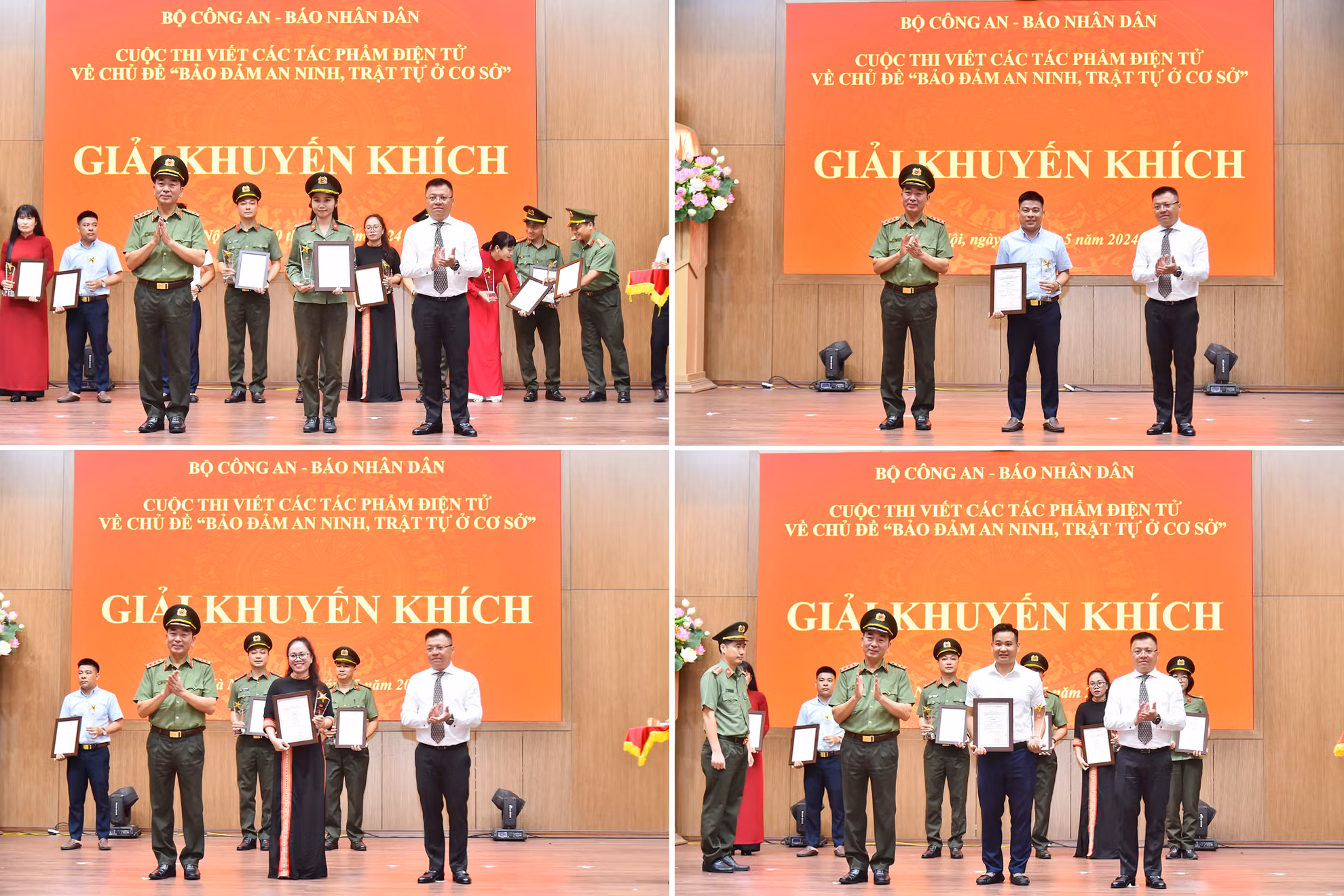 Trao giải Khuyến khích cho các tác giả, nhóm tác giả đoạt giải. (Ảnh: THỦY NGUYÊN)