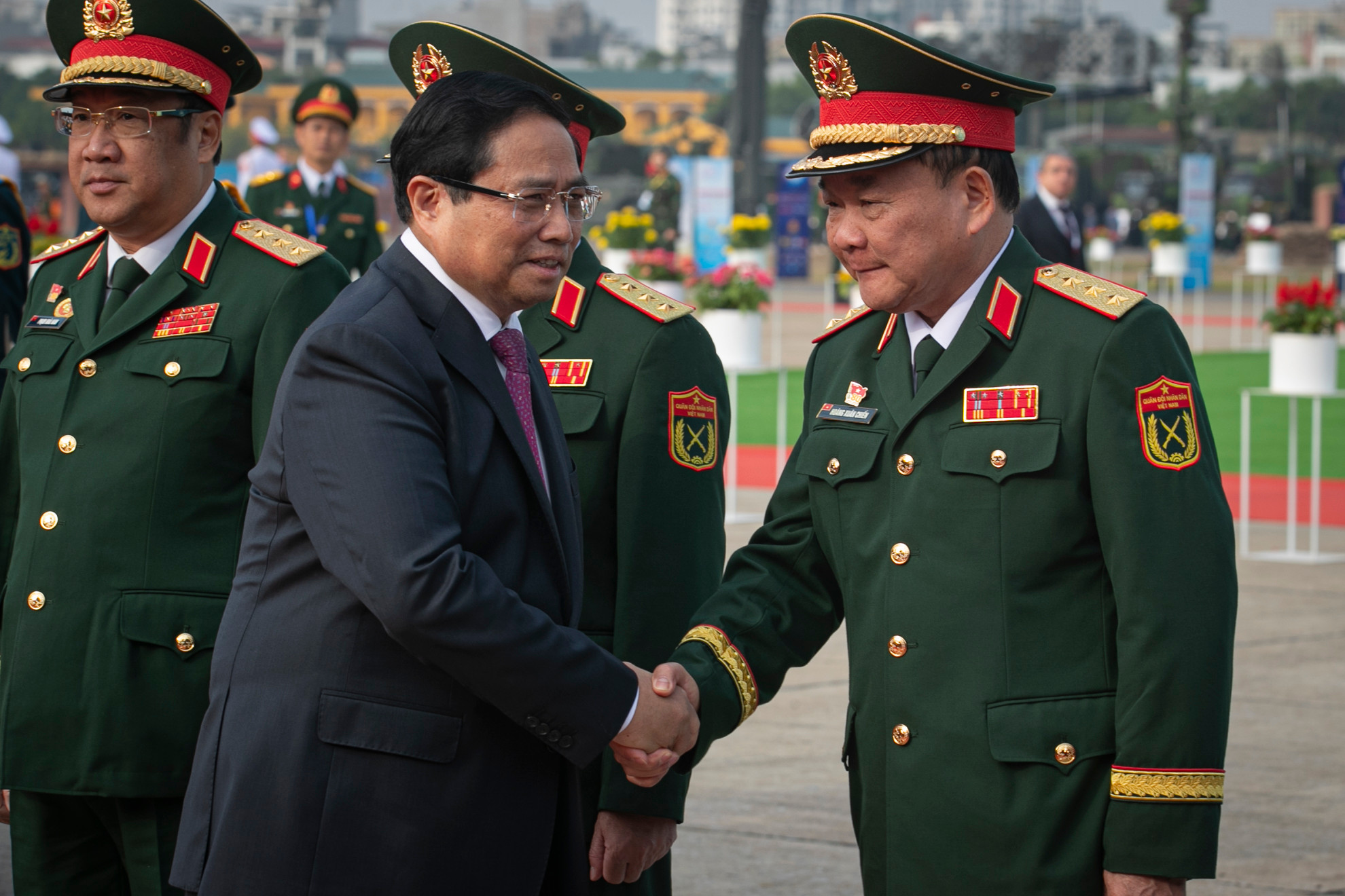 Thủ tướng Phạm Minh Chính tới dự Triển lãm Quốc phòng quốc tế Việt Nam năm 2024. (Ảnh: SƠN TÙNG)