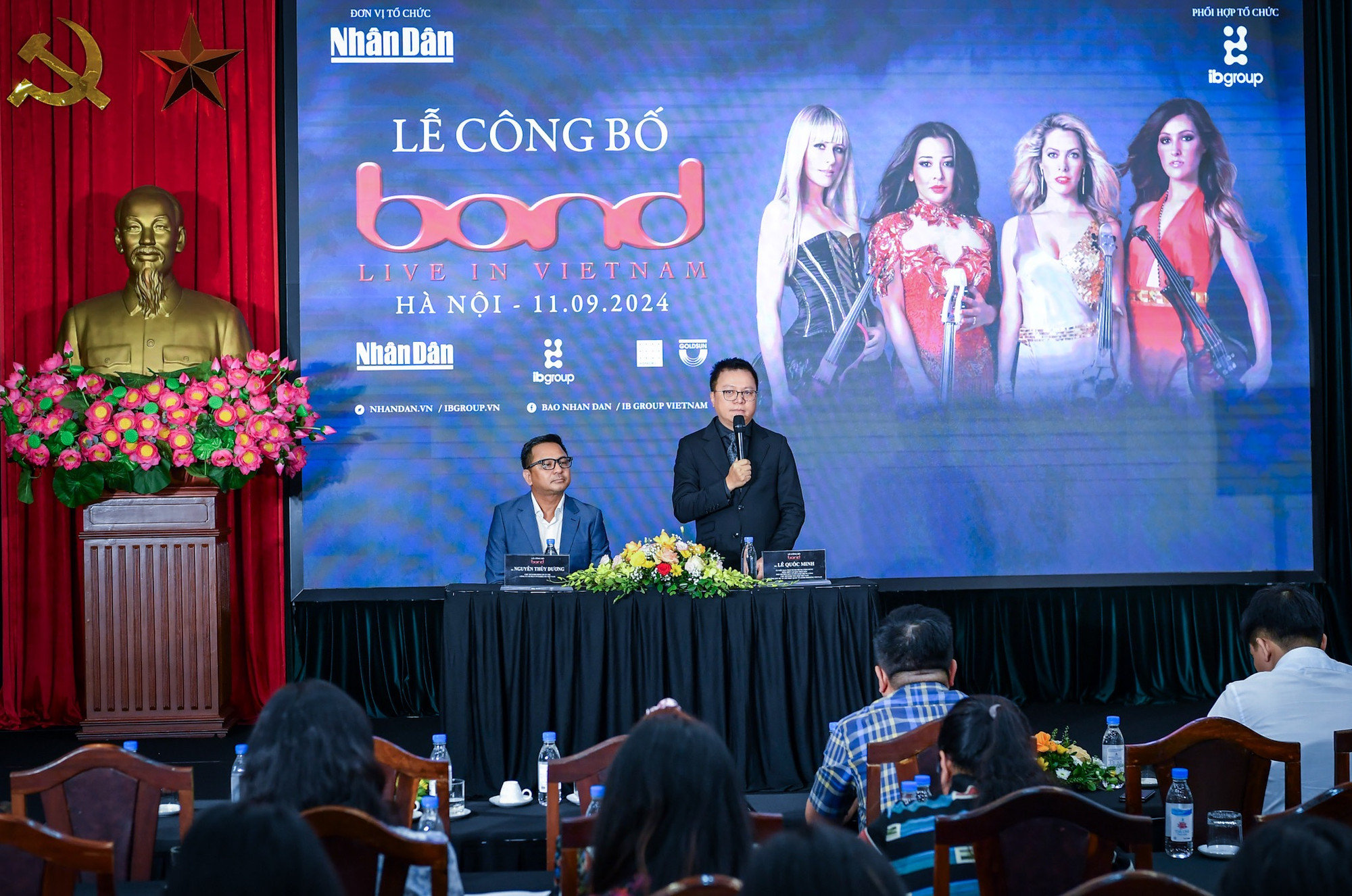 Ông Lê Quốc Minh, Ủy viên Trung ương Đảng, Tổng Biên tập Báo Nhân Dân, Phó Trưởng Ban Tuyên giáo Trung ương, Chủ tịch Hội Nhà báo Việt Nam; Trưởng Ban chỉ đạo chương trình "Good Morning Vietnam" phát biểu tại Lễ công bố.