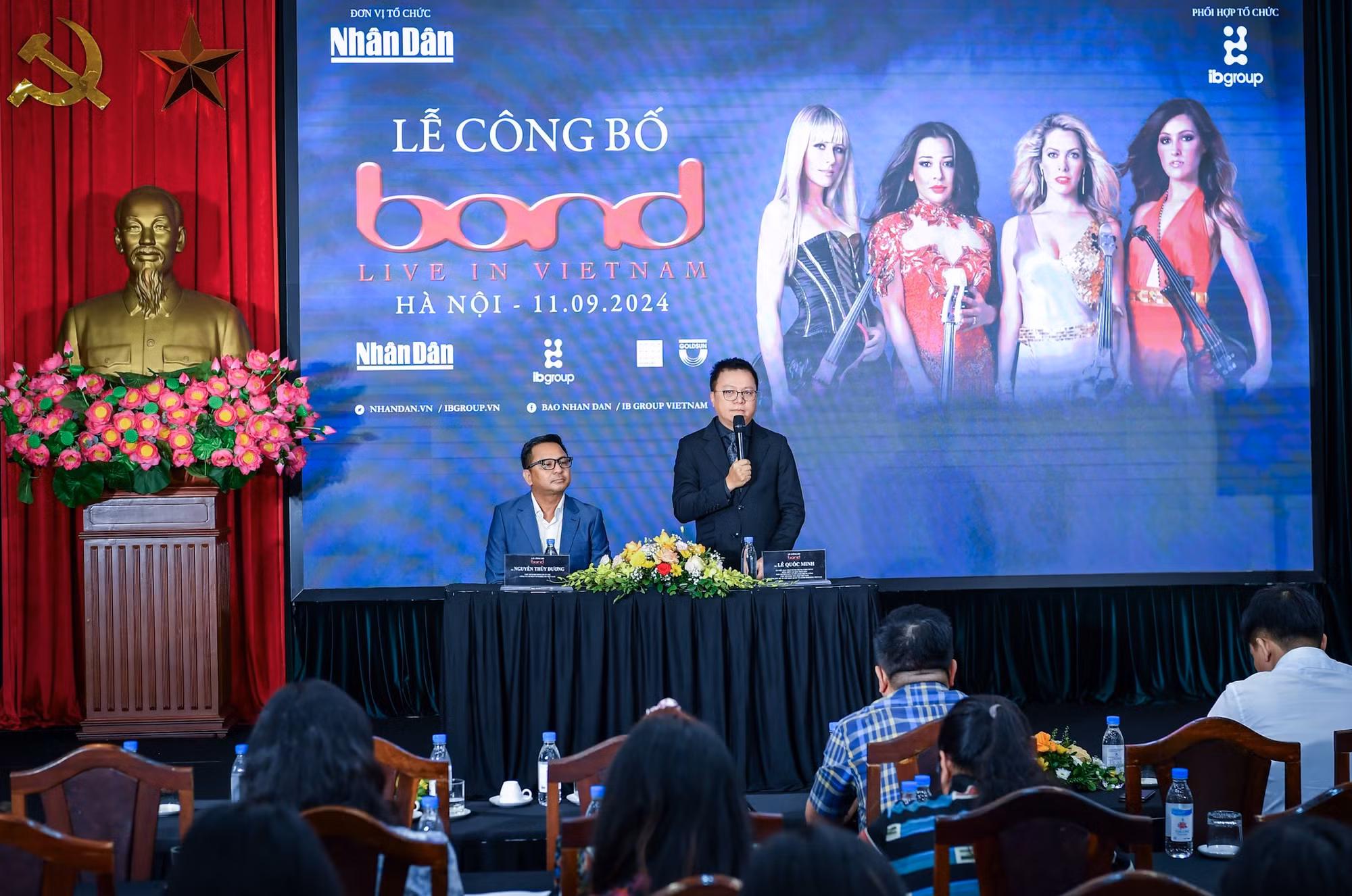 Ông Lê Quốc Minh, Ủy viên Trung ương Đảng, Tổng Biên tập Báo Nhân Dân, Phó Trưởng Ban Tuyên giáo Trung ương, Chủ tịch Hội Nhà báo Việt Nam; Trưởng Ban chỉ đạo chương trình "Good Morning Vietnam" phát biểu tại Lễ công bố.