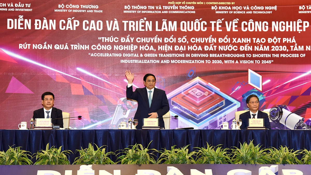 Thủ tướng Phạm Minh Chính đồng chủ trì Diễn đàn cấp cao về Công nghiệp 4.0 năm 2023.