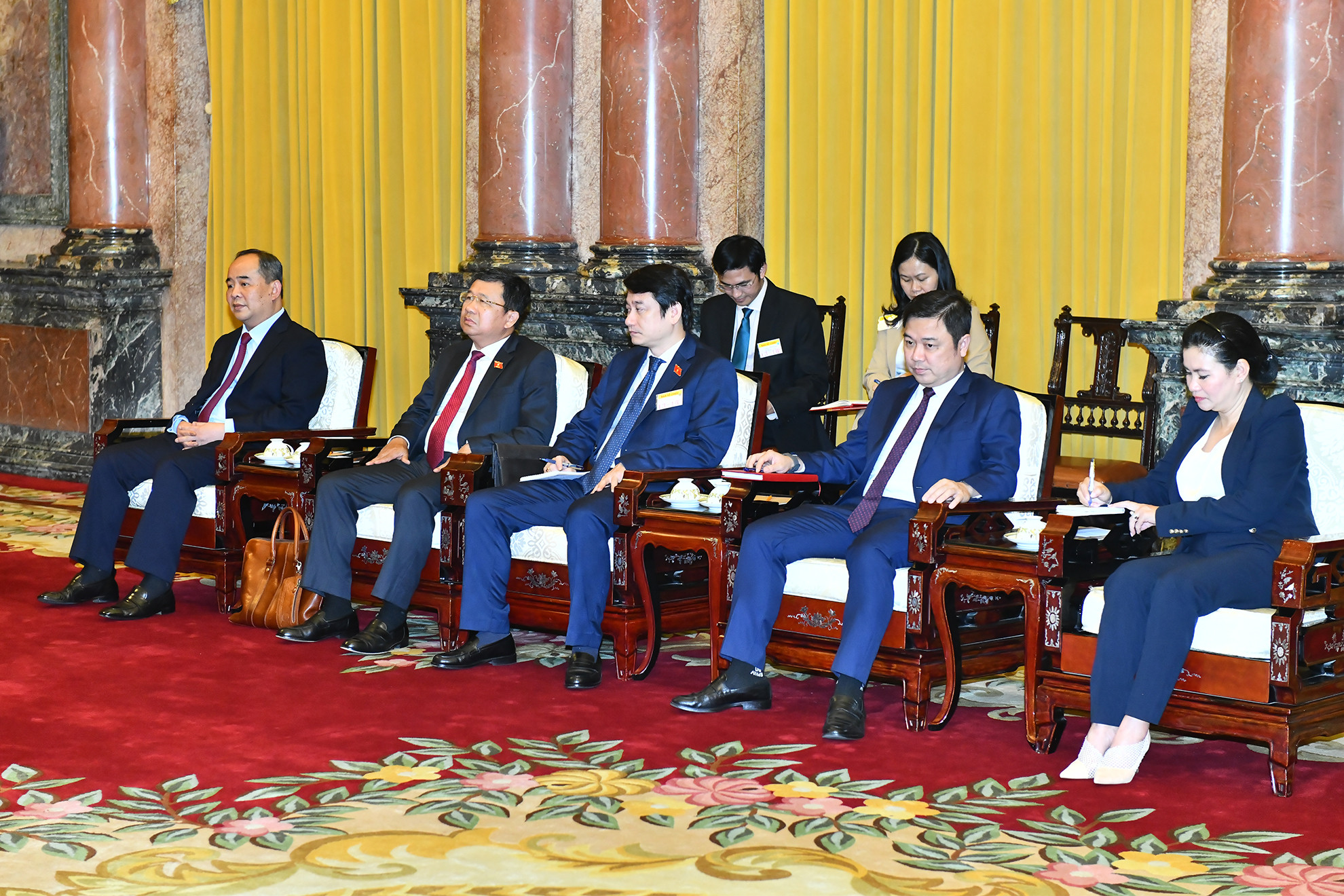 Đoàn đại biểu Việt Nam tại buổi tiếp Chủ tịch Quốc hội Bờ Biển Ngà Adama Bictogo.