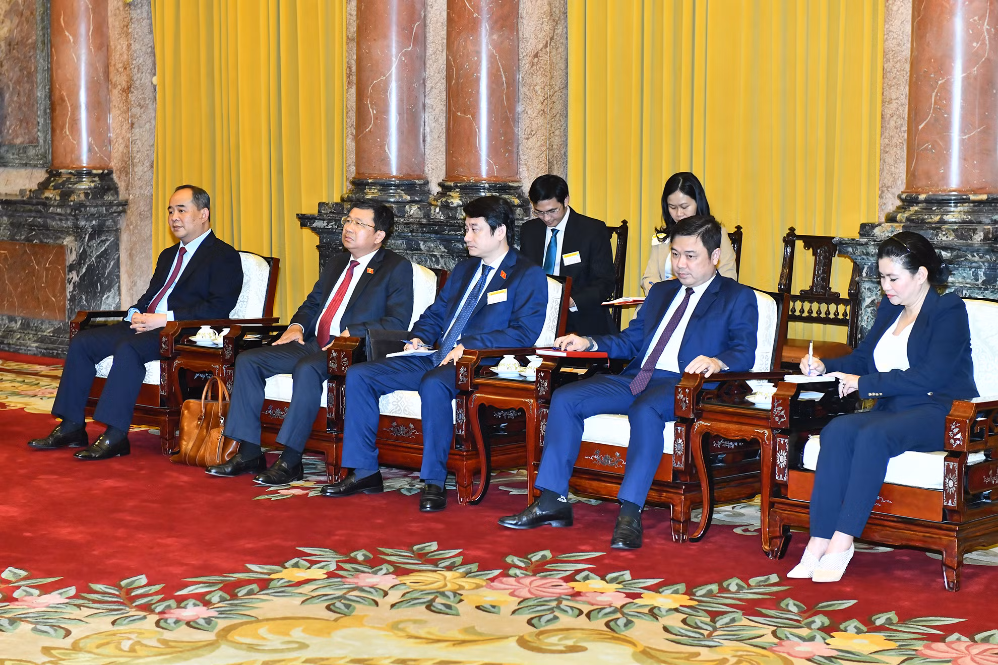 Đoàn đại biểu Việt Nam tại buổi tiếp Chủ tịch Quốc hội Bờ Biển Ngà Adama Bictogo.