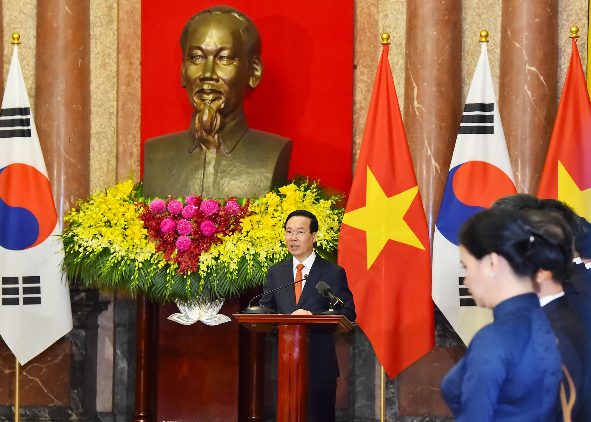 Chủ tịch nước Võ Văn Thưởng phát biểu tại buổi gặp gỡ báo chí.