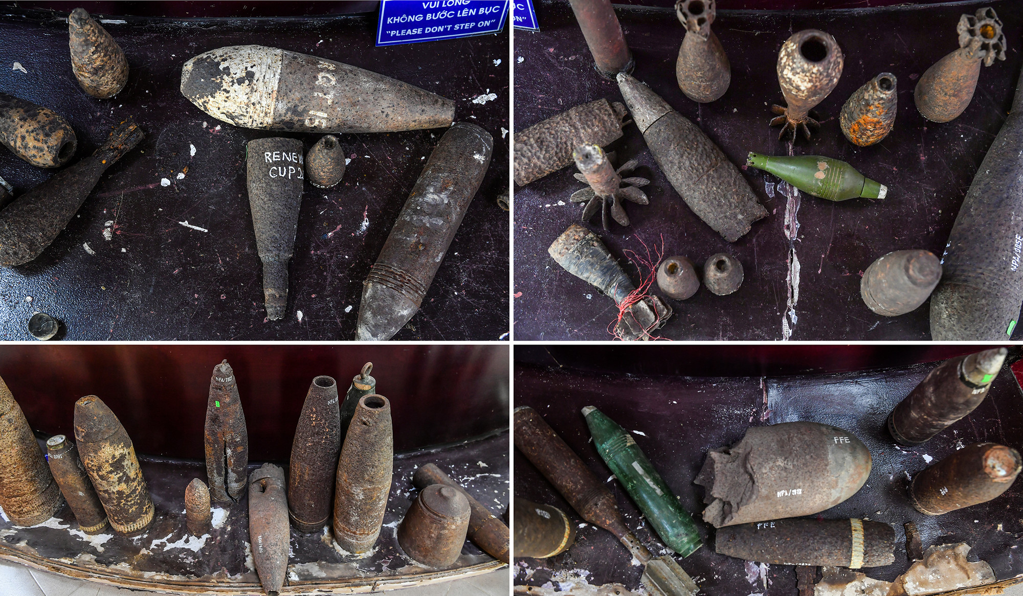 Tại bảo tàng trưng bày nhiều mẫu vật bom mìn, vỏ đạn pháo đủ các loại kích cỡ. Thông qua việc quan sát các hiện vật, người xem vừa có thể hình dung được sự khốc liệt của chiến tranh trong quá khứ; đồng thời hiểu hơn về sức tàn phá, sự nguy hiểm của bom, mìn và vật nổ khác đối với cuộc sống hiện tại.