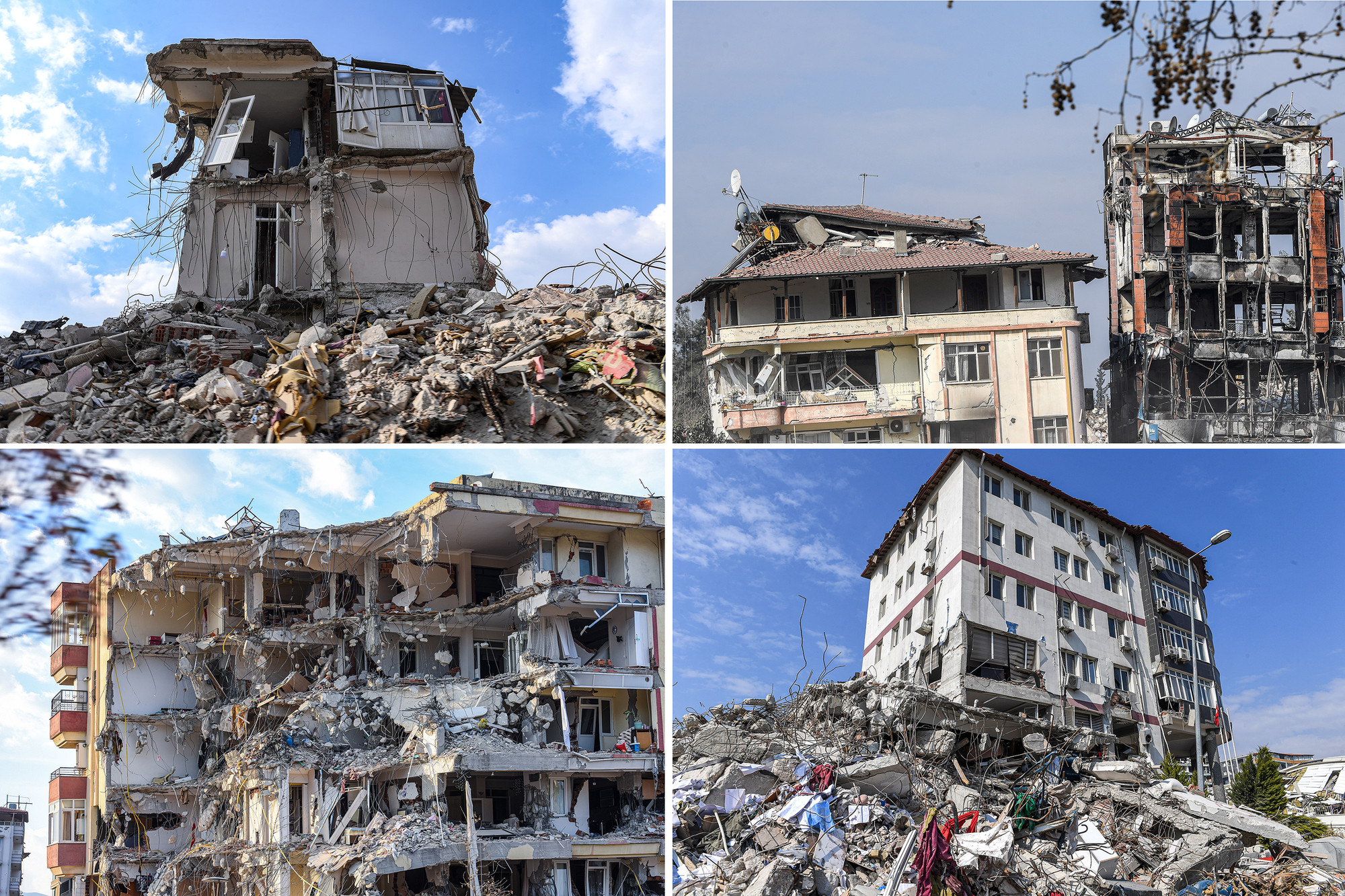 Động đất đã "xé" những ngôi nhà ra thành những mảnh nham nhở. Ngay cả với những công trình không bị sập hoàn toàn, vết tích khủng khiếp này vẫn còn hiện rõ.