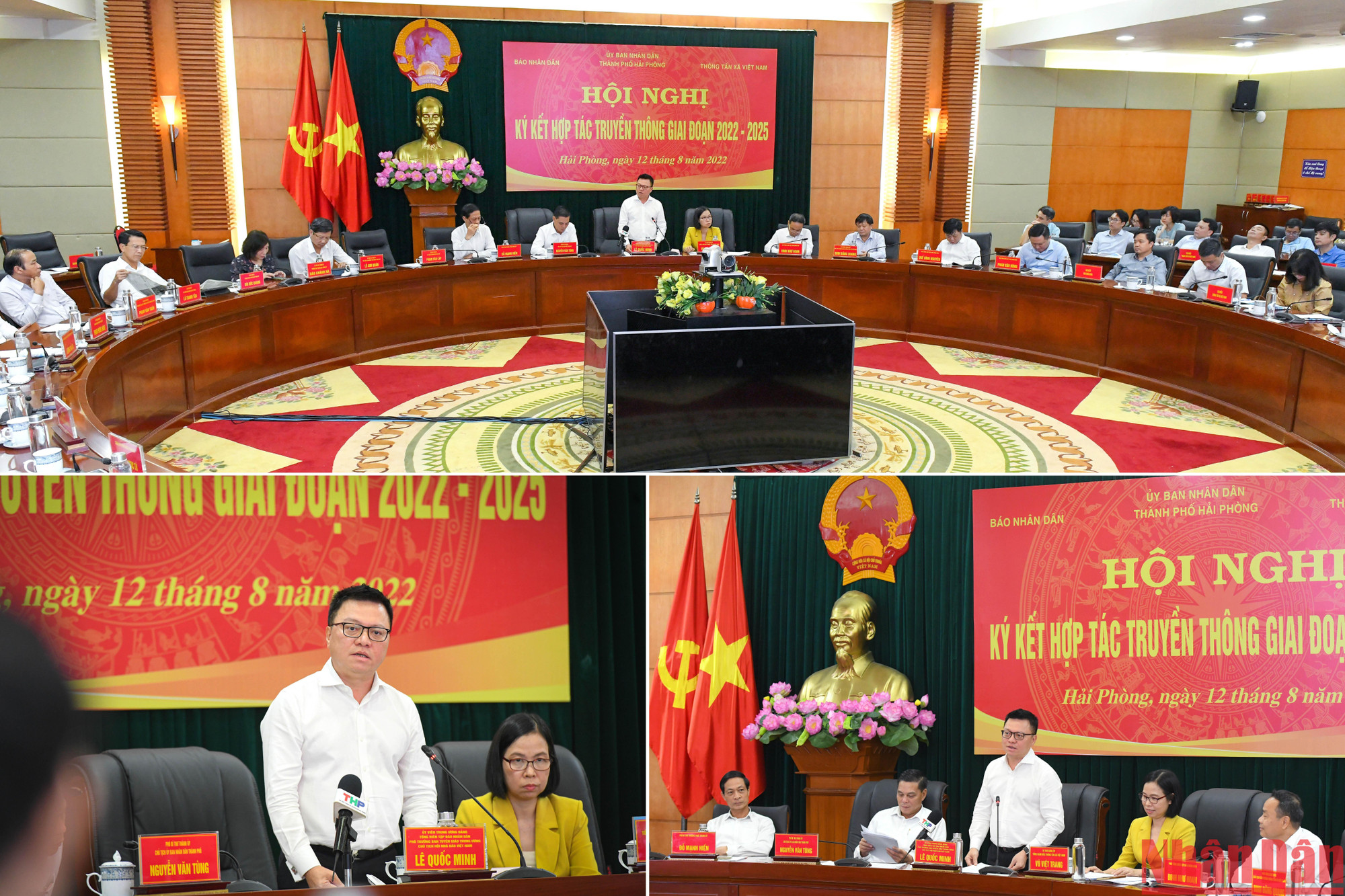 Tổng biên tập Báo Nhân Dân Lê Quốc Minh phát biểu tại Hội nghị.