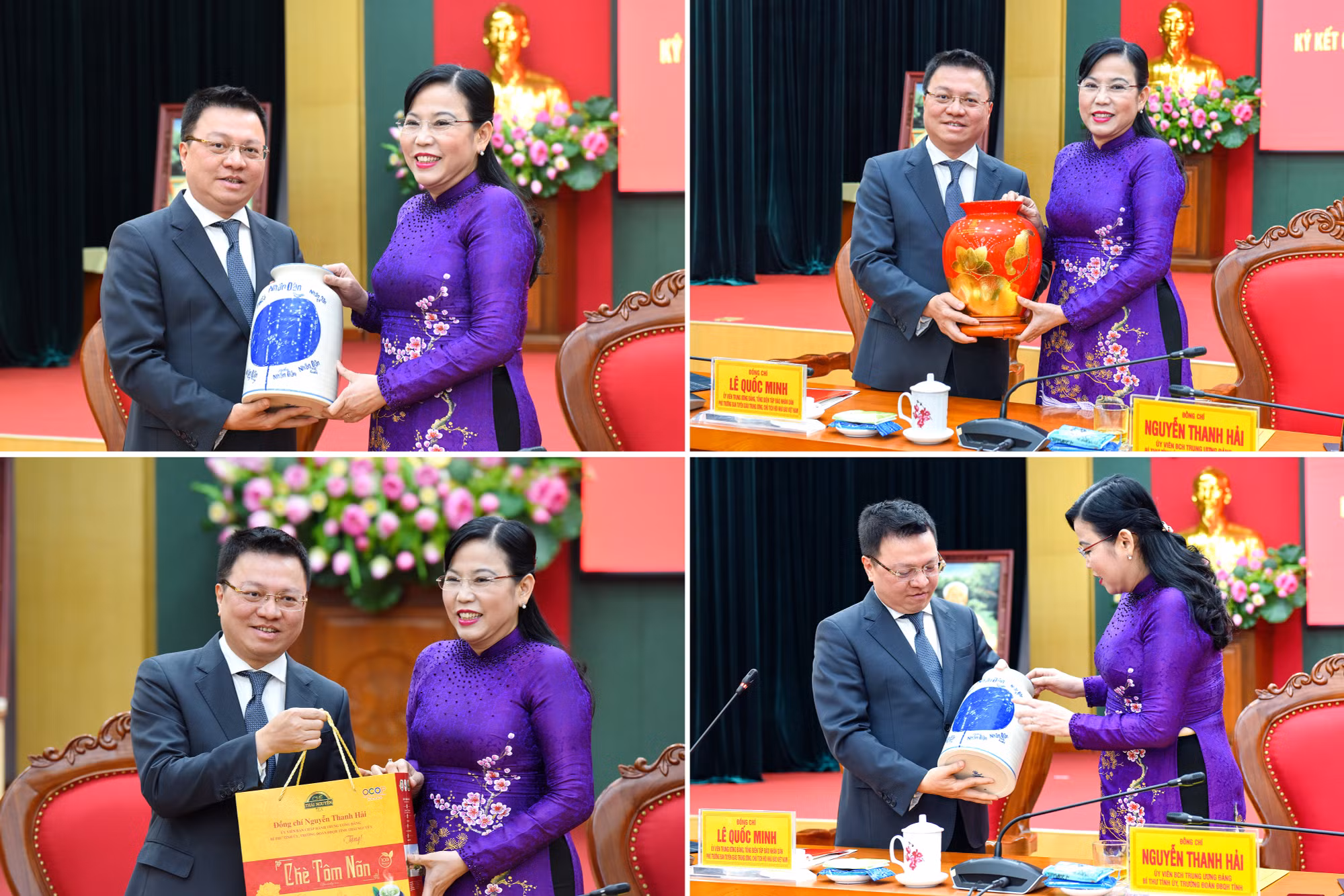 Lãnh đạo hai đơn vị tặng quà lưu niệm sau khi kết thúc hội nghị. Lãnh đạo hai đơn vị tặng quà lưu niệm sau khi kết thúc hội nghị.