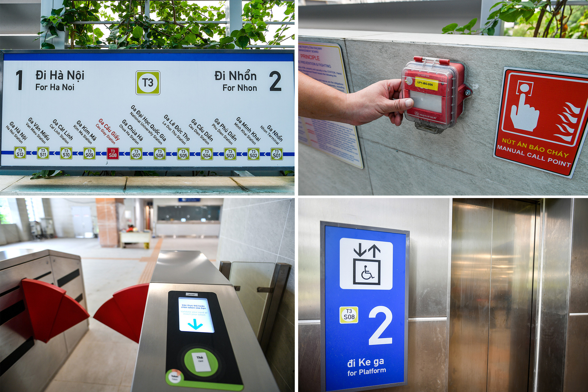 Các chi tiết: Đường ray, hệ thống báo cháy, cầu thang, hệ thống cửa tự động, hệ thống sơ đồ, biển báo trên ga, thang máy, quầy bán vé...