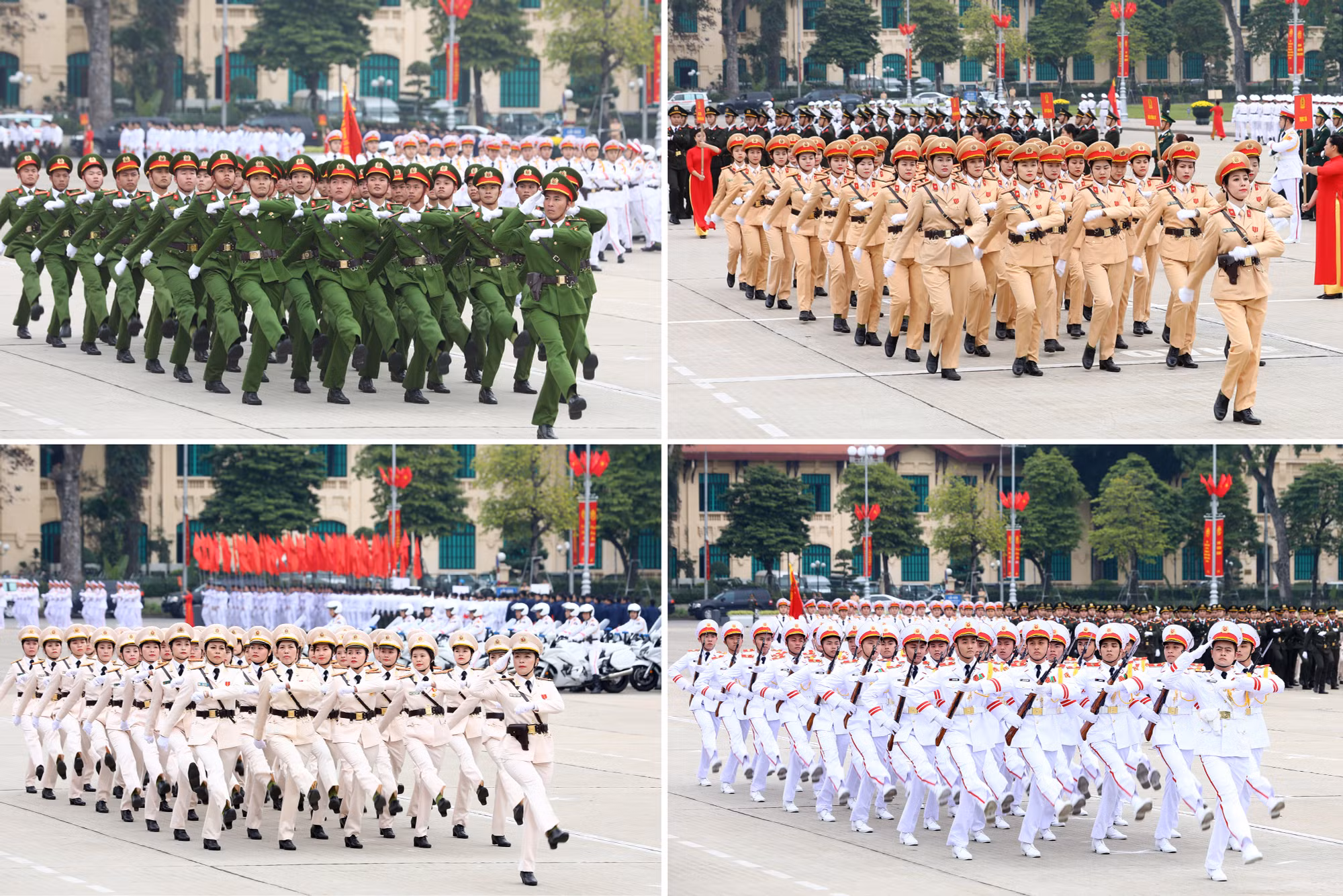 Các lực lượng diễu hành tại hội thao.