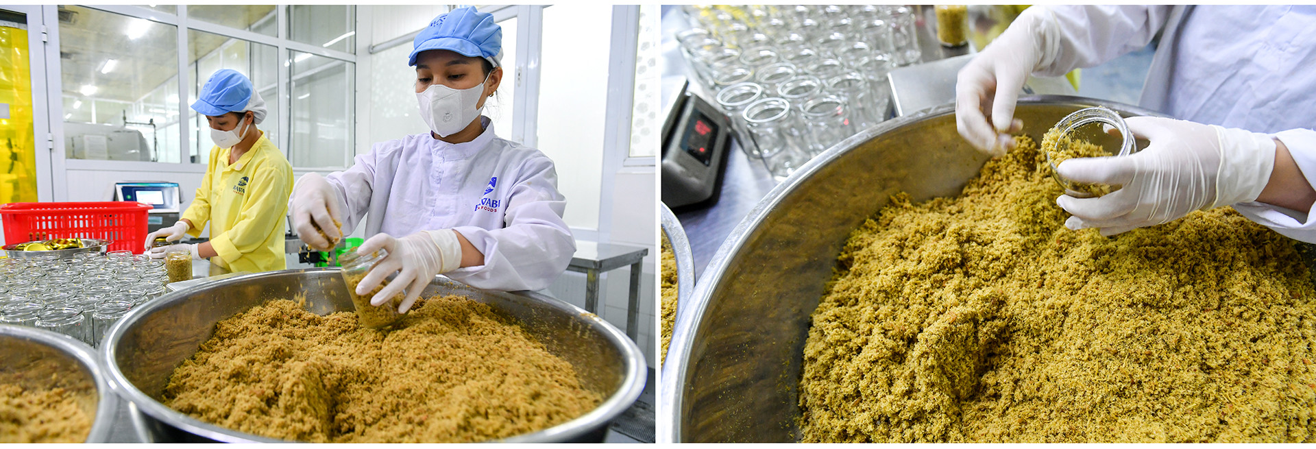 Công nhân đóng lọ ruốc hàu Vân Đồn