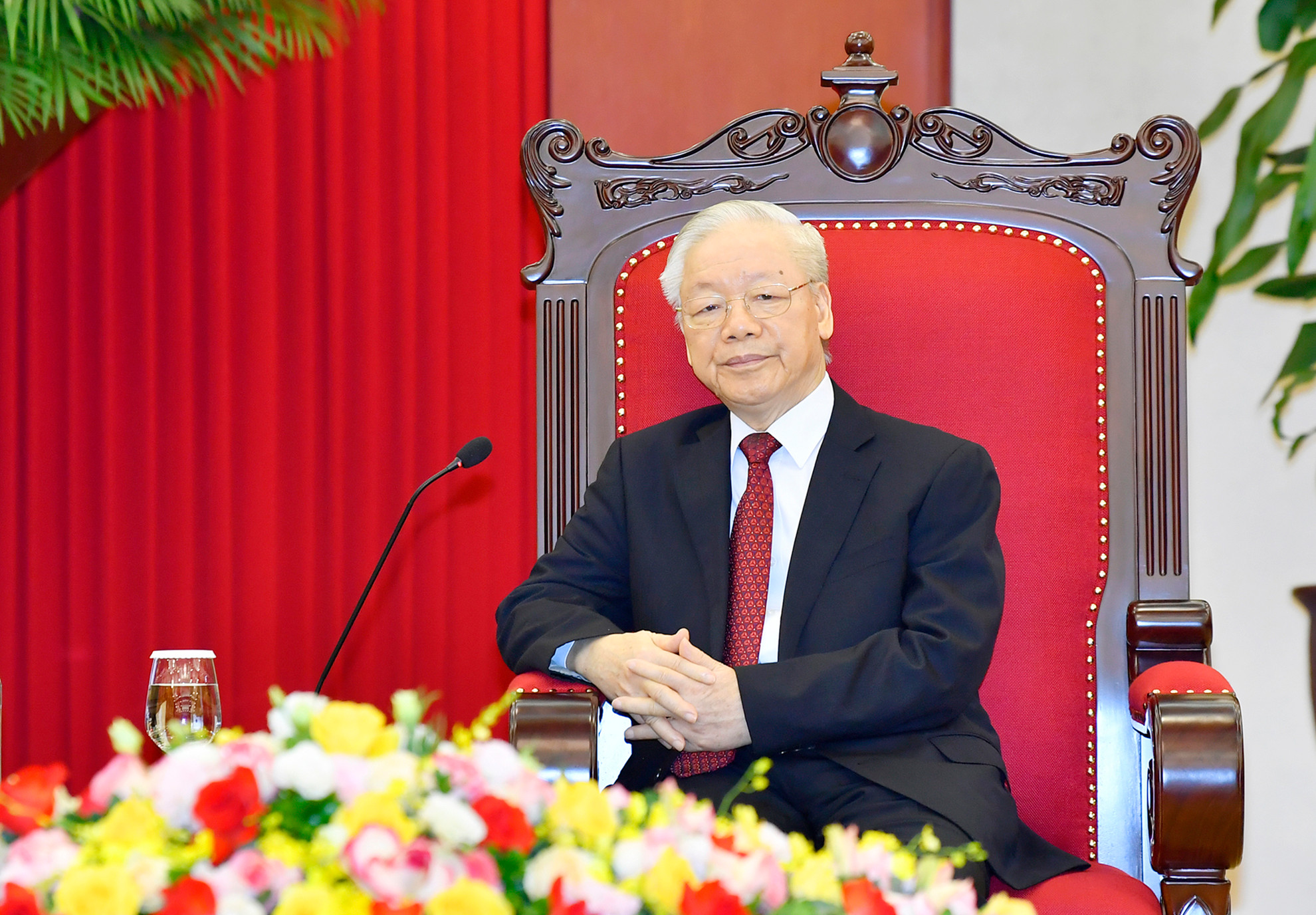 Tổng Bí thư Nguyễn Phú Trọng tại buổi tiếp Tổng thống Đại Hàn Dân Quốc Yoon Suk Yeol.