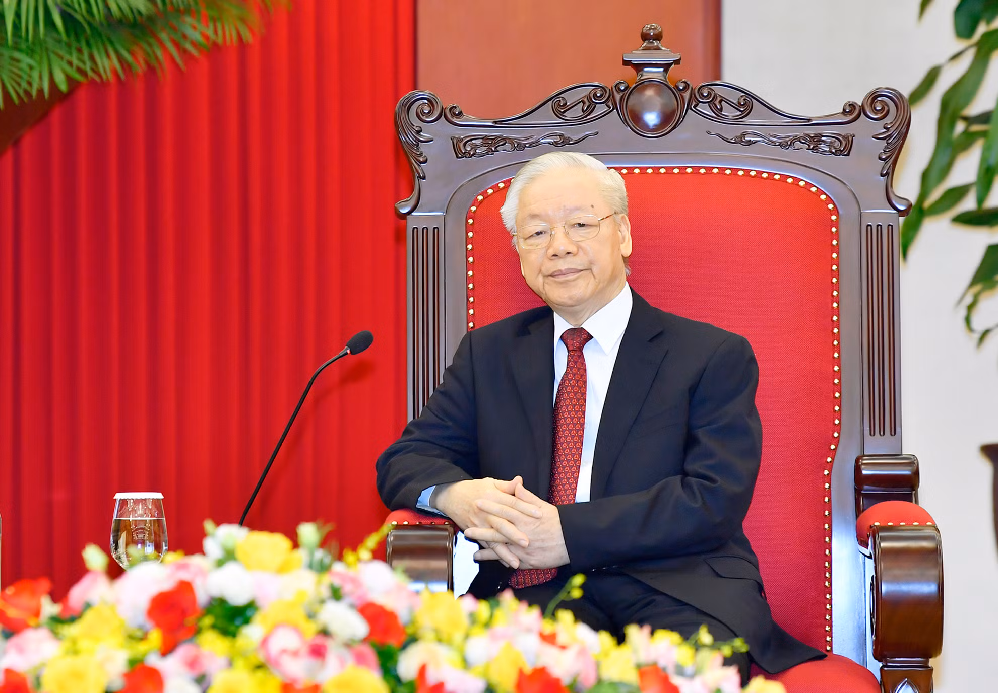 Tổng Bí thư Nguyễn Phú Trọng tại buổi tiếp Tổng thống Đại Hàn Dân Quốc Yoon Suk Yeol.