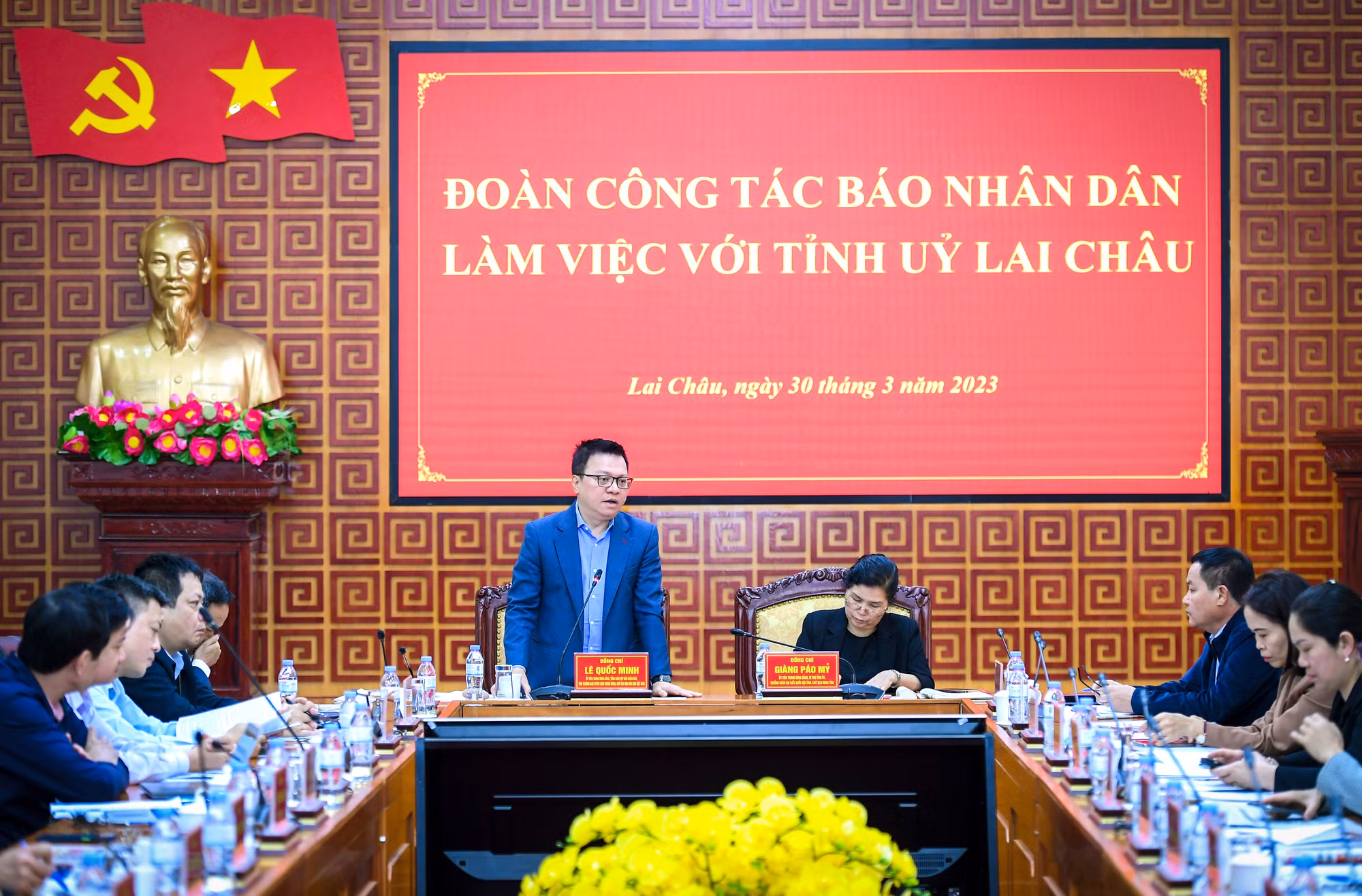 [Ảnh] Đoàn công tác Báo Nhân Dân làm việc với Tỉnh ủy Lai Châu
