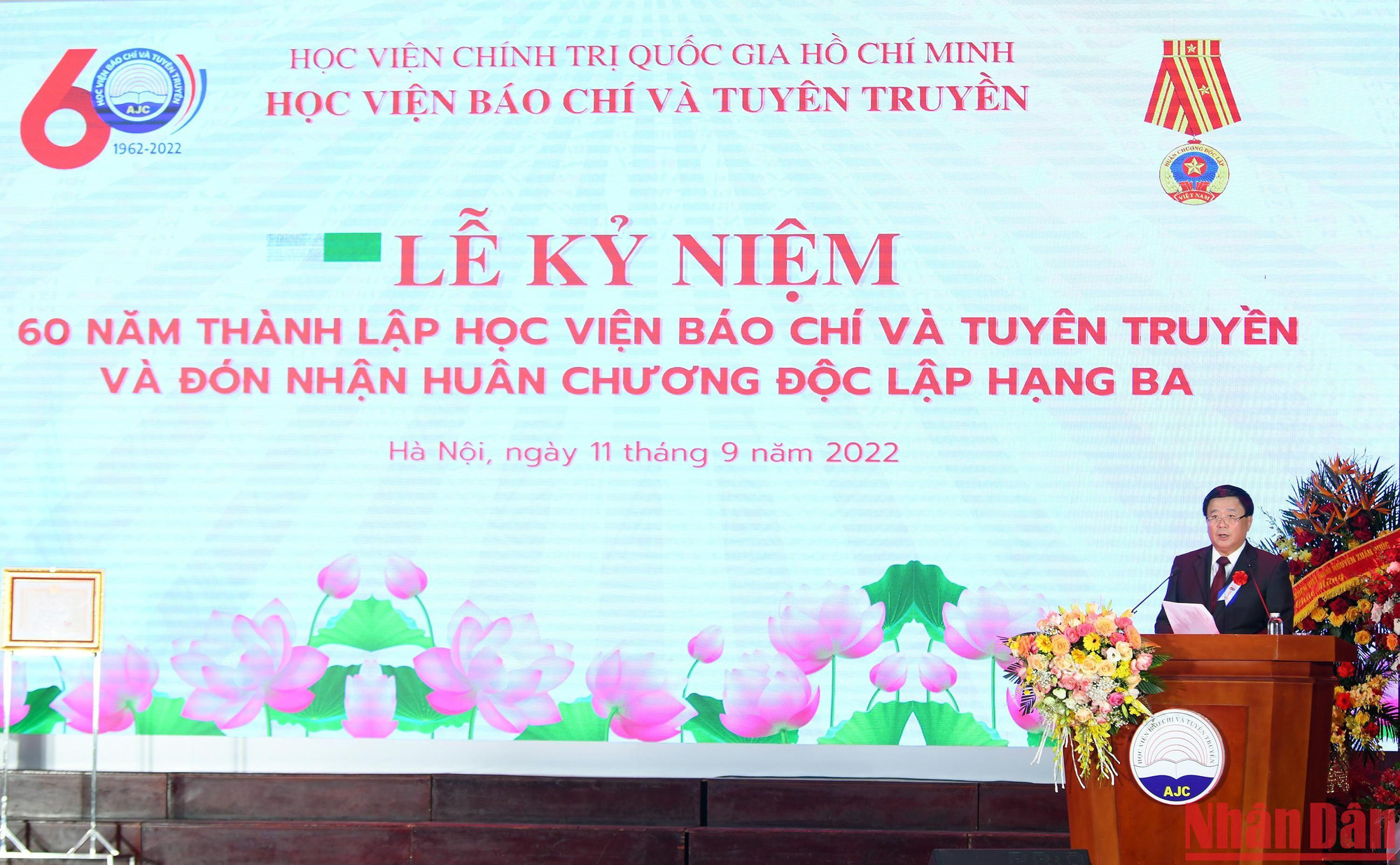 Đồng chí Nguyễn Xuân Thắng, Ủy viên Bộ Chính trị, Giám đốc Học viện Chính trị quốc gia Hồ Chí Minh phát biểu tại Lễ kỷ niệm. Đồng chí Nguyễn Xuân Thắng, Ủy viên Bộ Chính trị, Giám đốc Học viện Chính trị quốc gia Hồ Chí Minh phát biểu tại Lễ kỷ niệm.