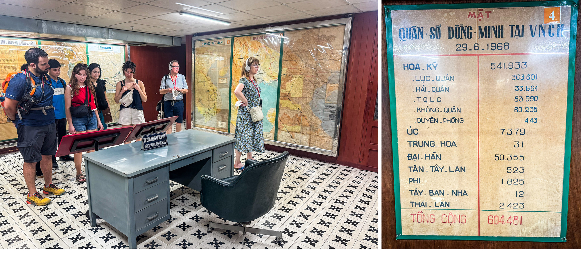 Tầng hầm - nơi lưu giữ những tài liệu mật của chế độ Việt Nam Cộng hòa được du khách rất quan tâm.