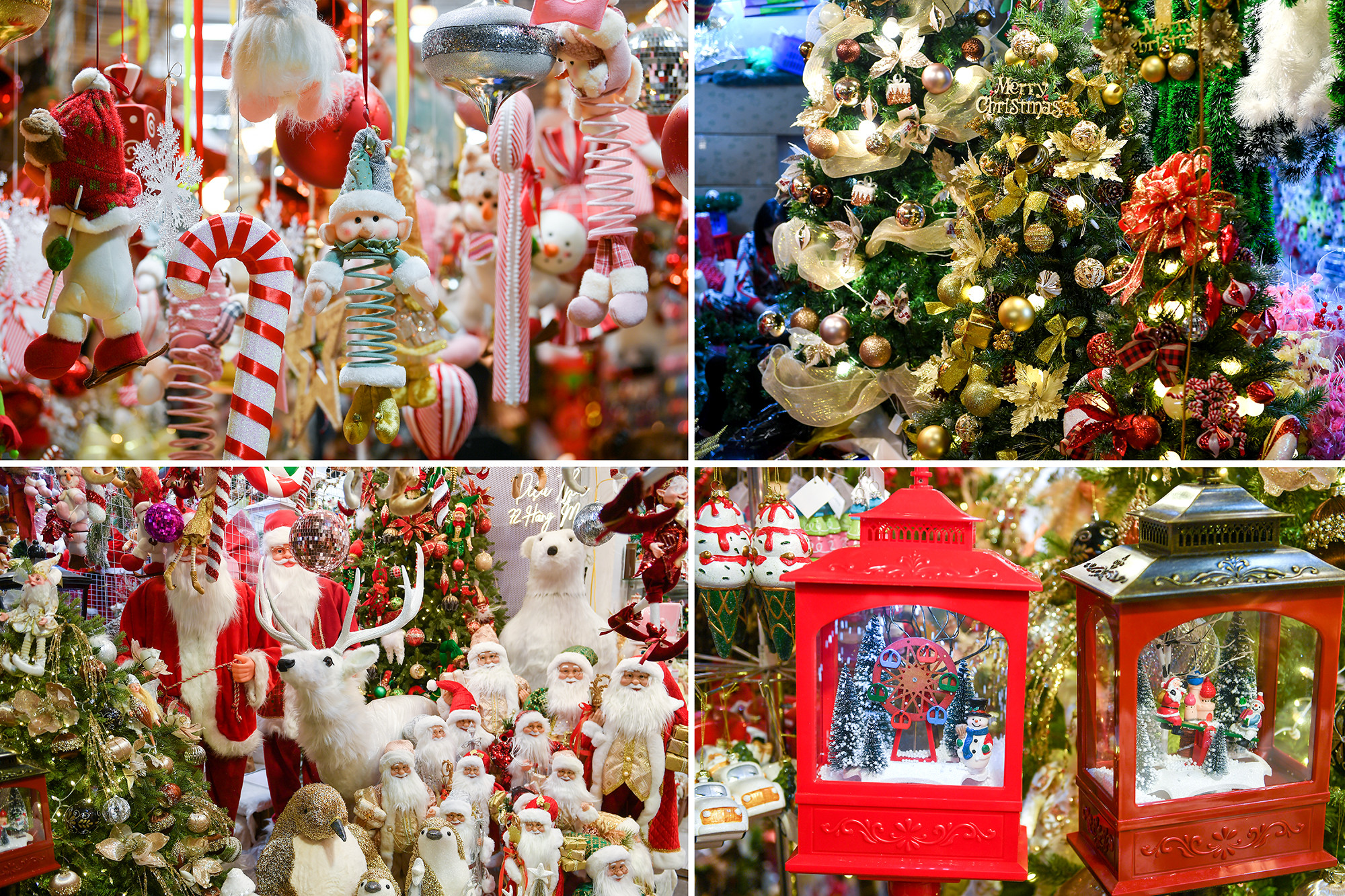 Những quả cầu tuyết với đủ mẫu mã, hình dạng bắt mắt như xe kéo, lò sưởi, tàu hỏa, ông già Noel...vô cùng tỉ mỉ và bắt mắt có giá 400.000 - 1.000.000 đồng/sản phẩm.