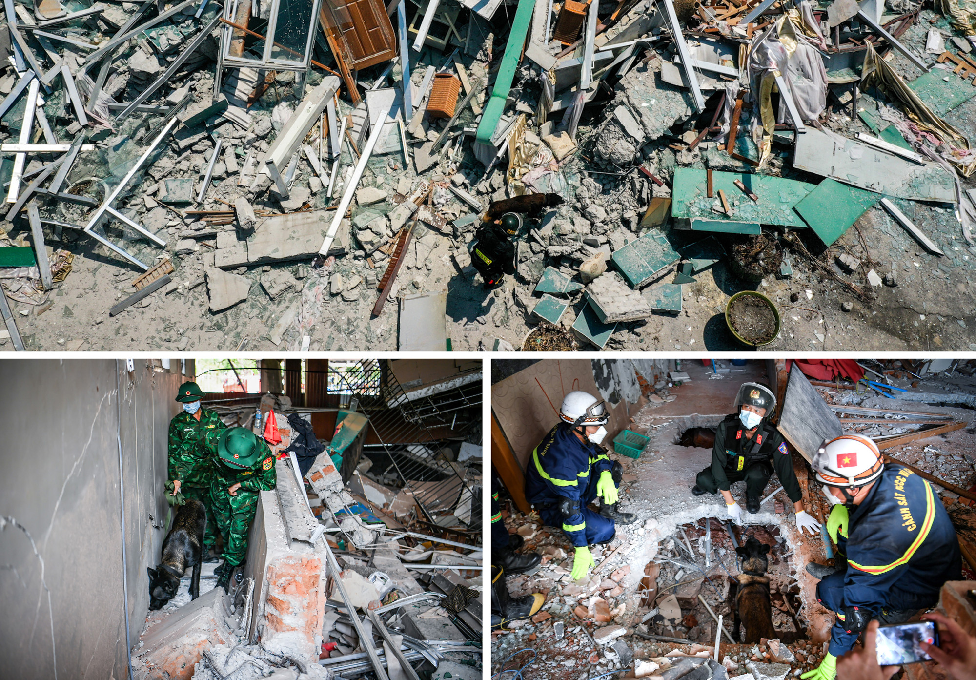 Nhiệm vụ quan trọng đầu tiên phải kể đến là việc trinh sát hiện trường và những chú chó nghiệp vụ tìm kiếm sự sống hay xác định chính xác vị trí người mắc kẹt bị vùi lấp dưới lớp đất đá.