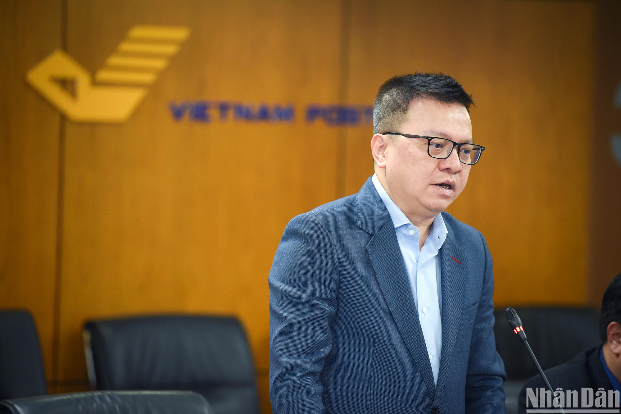 Đồng chí Lê Quốc Minh, Ủy viên Trung ương Đảng, Tổng Biên tập Báo Nhân Dân, Phó Trưởng Ban Tuyên giáo Trung ương, Chủ tịch Hội Nhà báo Việt Nam phát biểu tại Lễ ký kết.