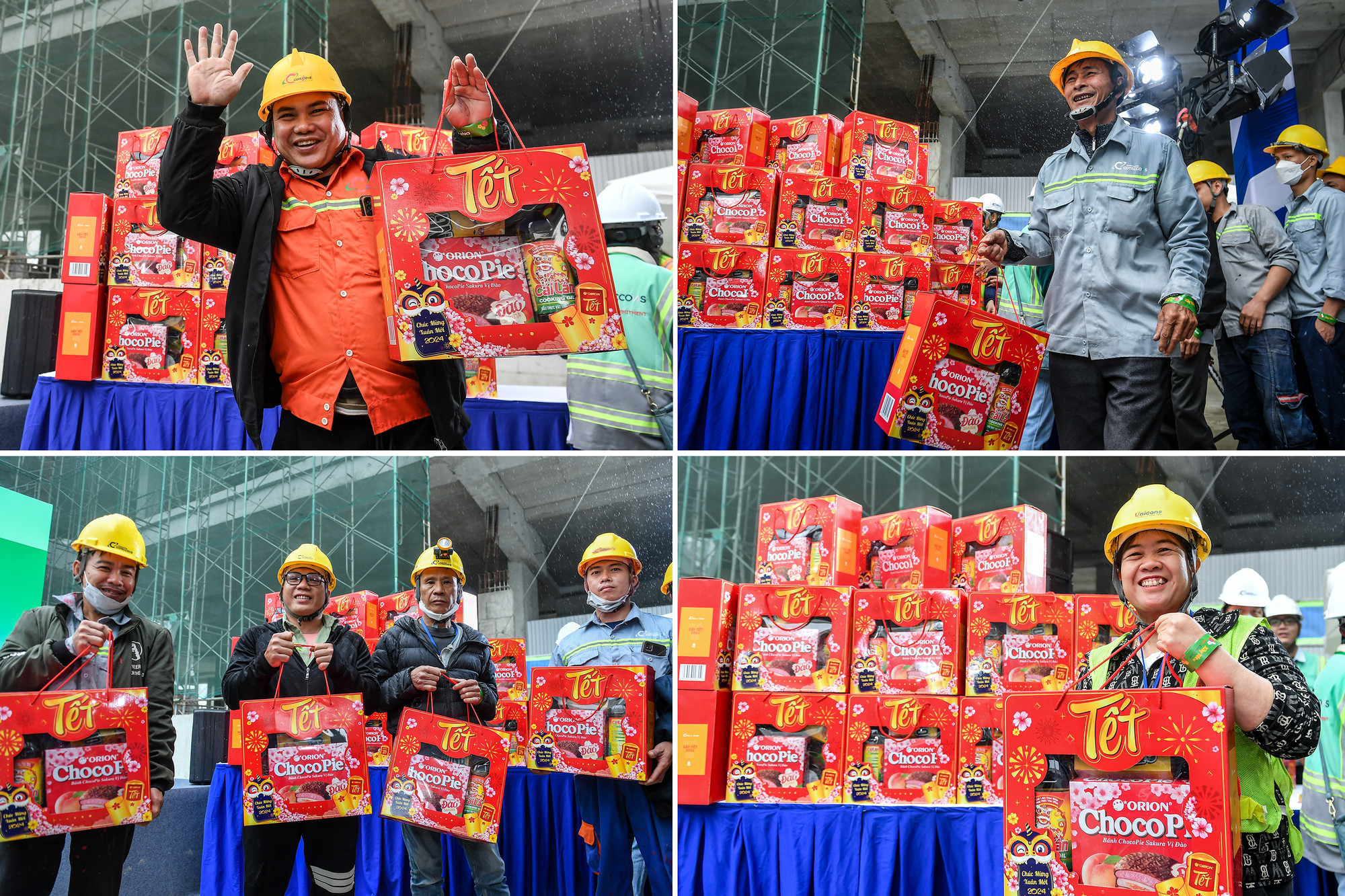 Niềm hạnh phúc của các công nhân khi được nhận những món quà Tết nghĩa tình. Với họ, Tết dường như đã đến gần hơn một chút... "Nhận những món quà, chúng tôi cảm thấy ấm lòng hơn. Tôi sẽ mang phần quà này về cho gia đình trong những ngày sắp tới", anh Trần Văn Quang, công nhân đang làm việc tại công trường Ecopark vui vẻ nói.