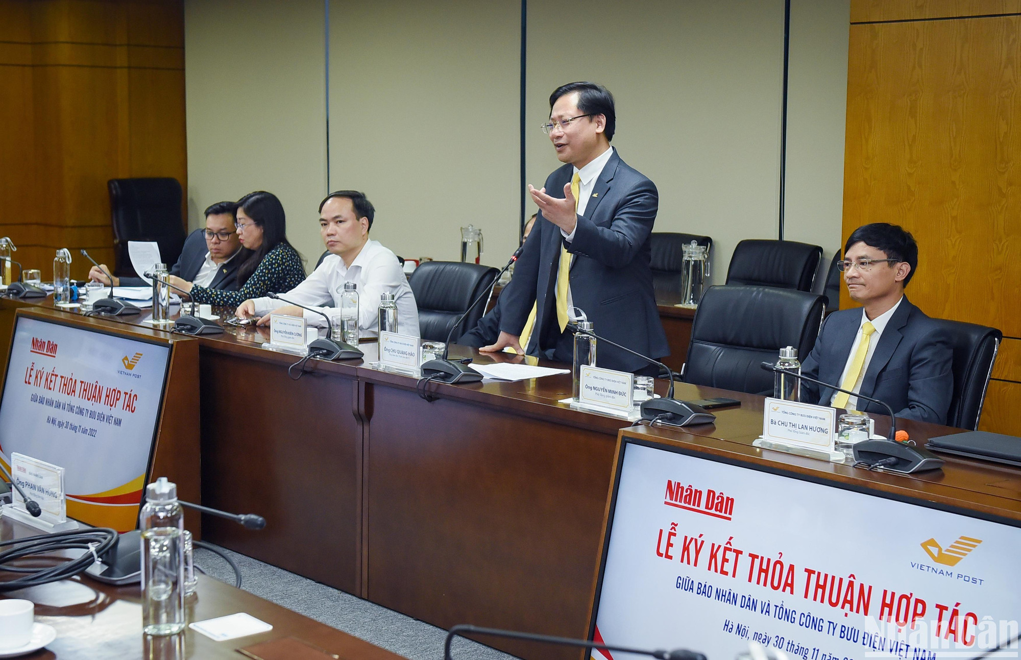 Ông Chu Quang Hào, Tổng Giám đốc Tổng công ty Bưu điện Việt Nam phát biểu.