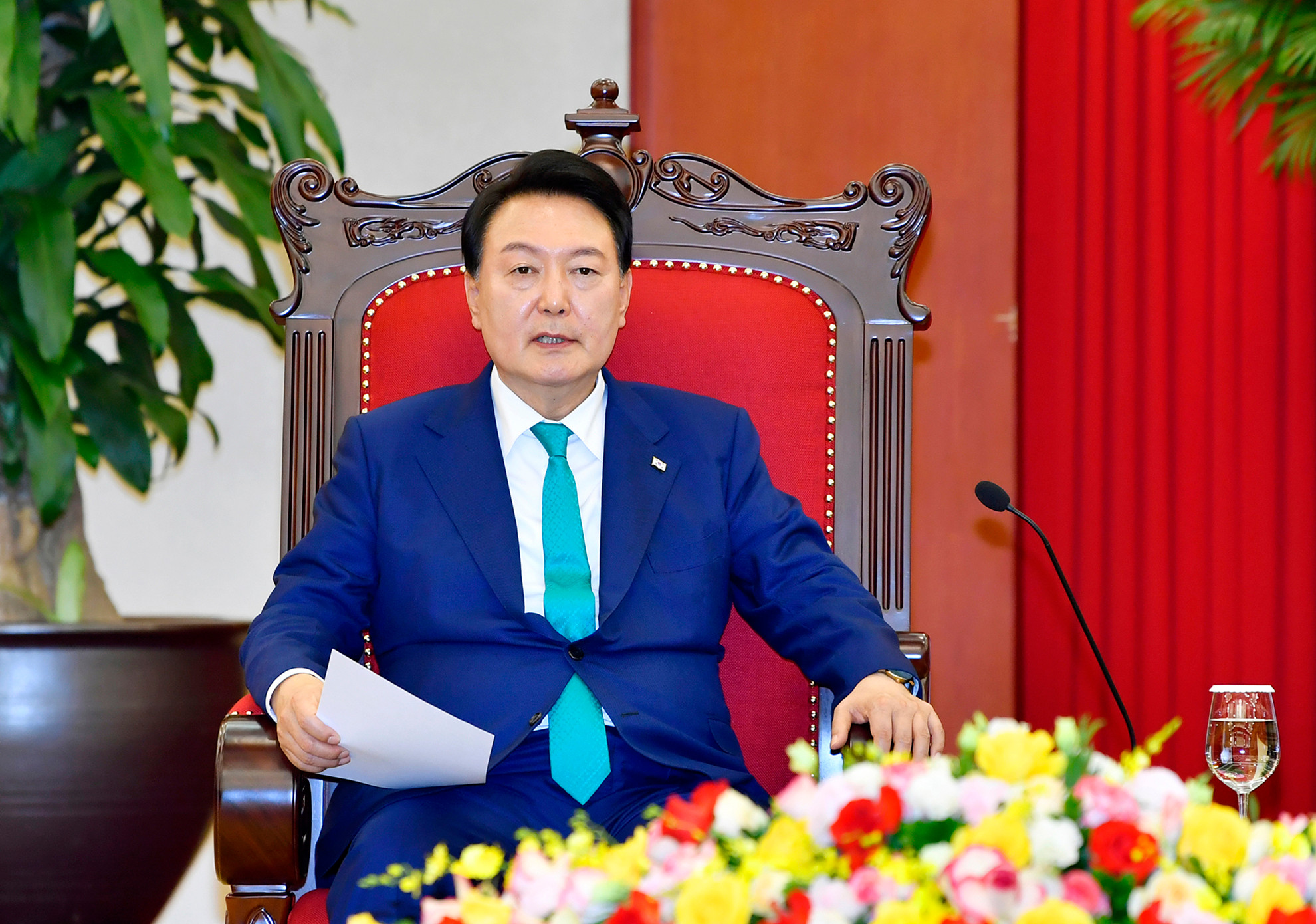 Tổng thống Đại Hàn Dân Quốc Yoon Suk Yeol tại buổi tiếp.