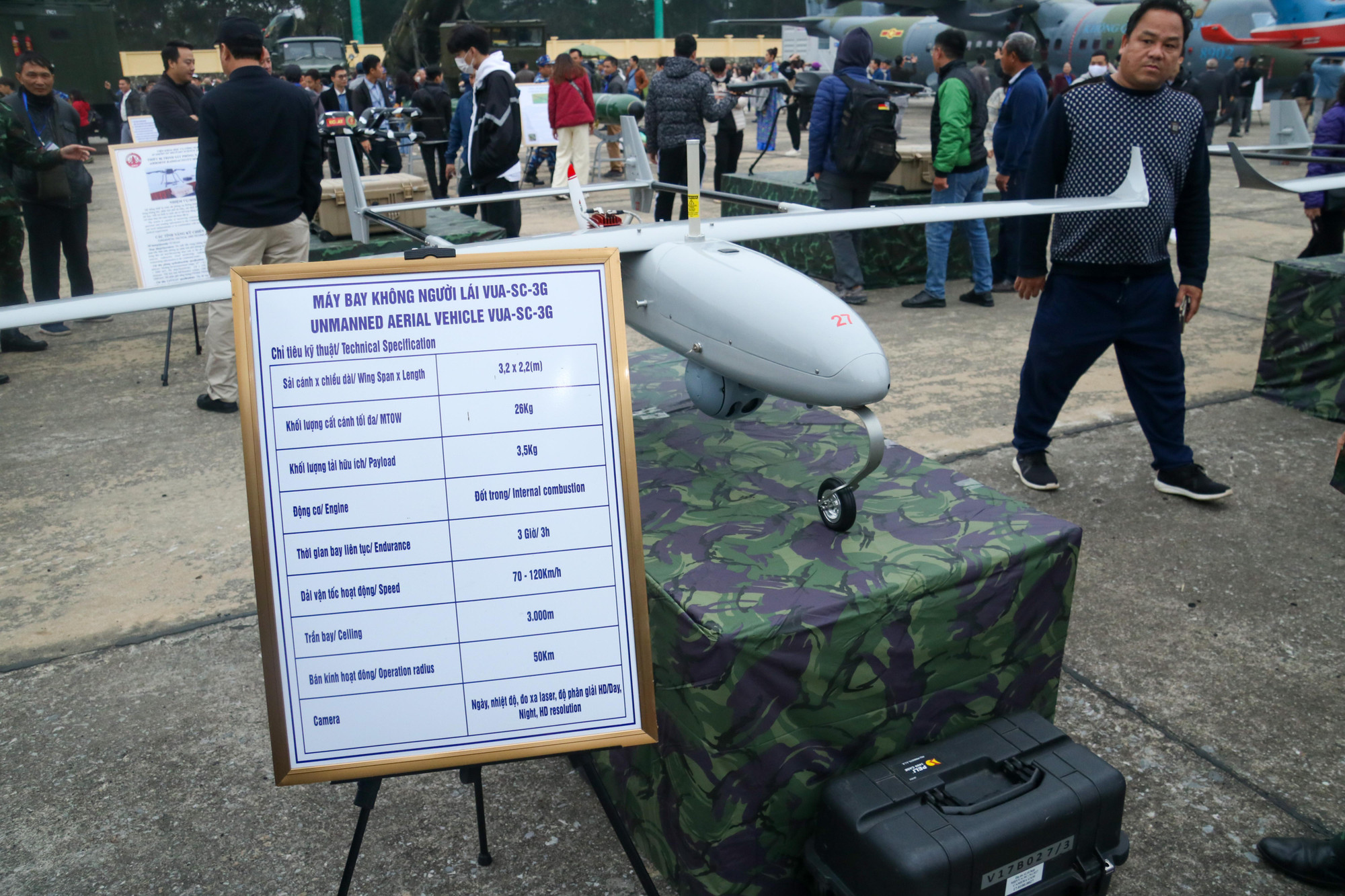 Máy bay không người lái VUA-SC-3G được cung cấp đầy đủ thông số kỹ thuật.