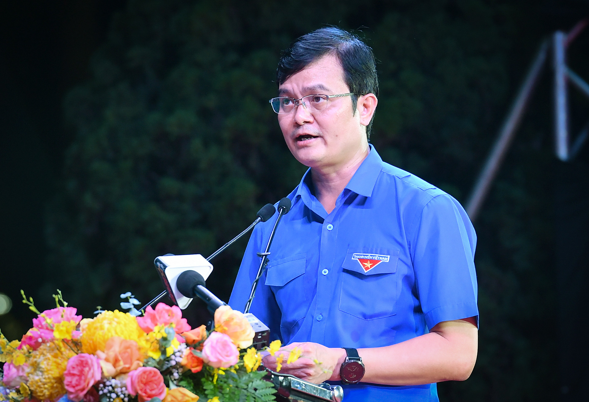 Ông Bùi Quang Huy, Bí thư thứ nhất Trung ương Đoàn phát biểu tại buổi lễ.