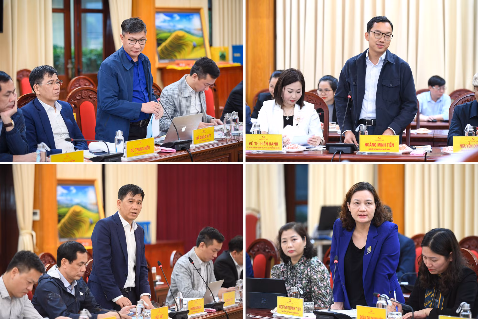 Các đại biểu của đoàn công tác Báo Nhân Dân và tỉnh ủy Yên Bái phát biểu chia sẻ những kinh nghiệm nâng cao hiệu quả hoạt động báo chí trên địa bàn tỉnh và công tác phối hợp tuyên truyền trên các loại hình của Báo Nhân Dân trong thời gian tới. Các đại biểu của đoàn công tác Báo Nhân Dân và tỉnh ủy Yên Bái phát biểu chia sẻ những kinh nghiệm nâng cao hiệu quả hoạt động báo chí trên địa bàn tỉnh và công tác phối hợp tuyên truyền trên các loại hình của Báo Nhân Dân trong thời gian tới.